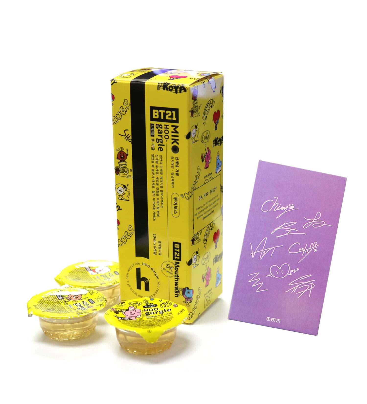 BT21 Hoo Mouthwash: Alcohol-Free Portable Oral Care for Fresh Breath on the Go - 8 Cups/Set with Autograph & Rooibos Extract - Buy Online on GoSupps.com