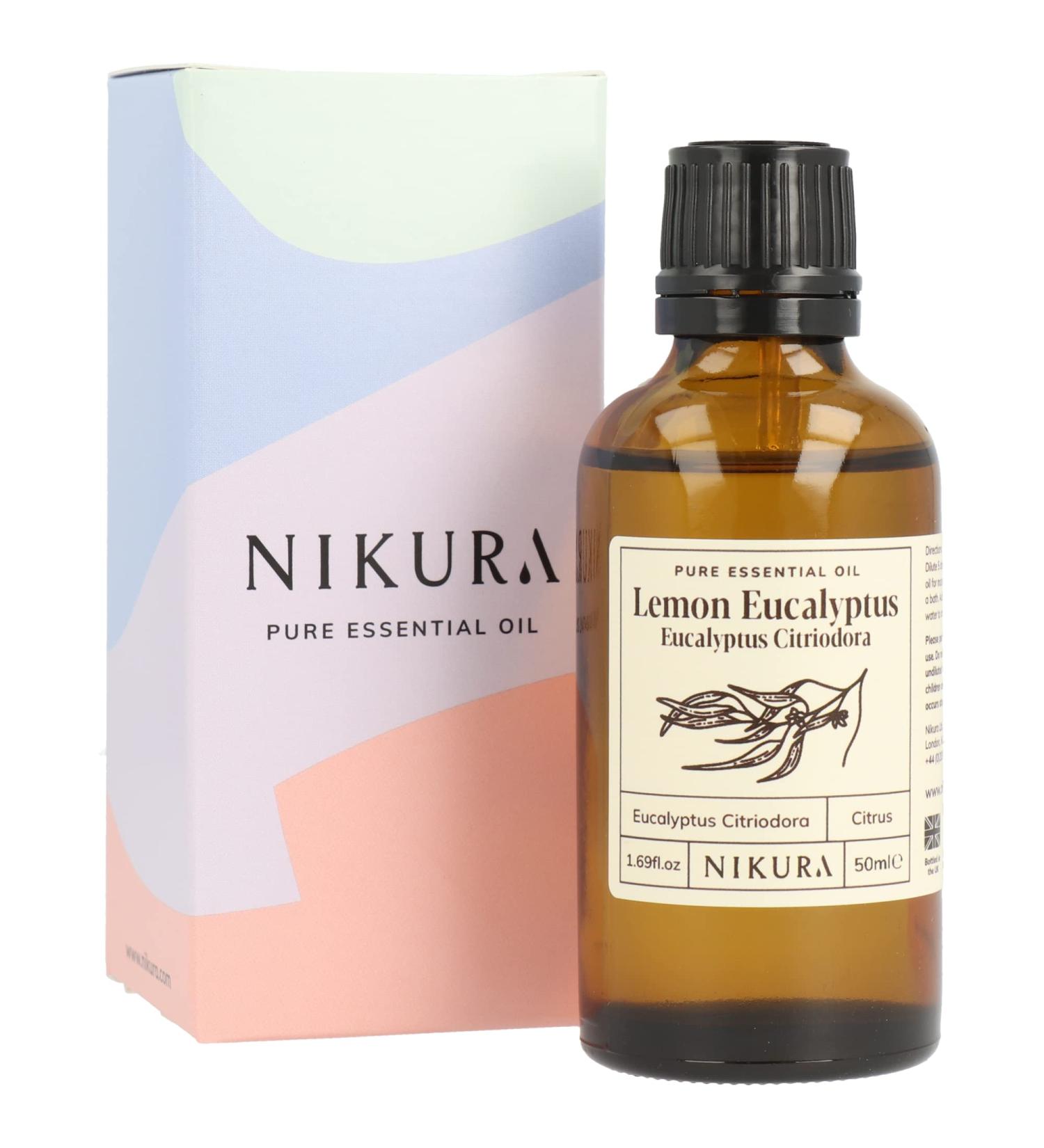 Nikura Lemon Eucalyptus Essential Oil - 50ml | 100% Pure Natural Oils for Aromatherapy | Repels Insects, Decongestant, Vegan & UK Made - Buy Online on GoSupps.com