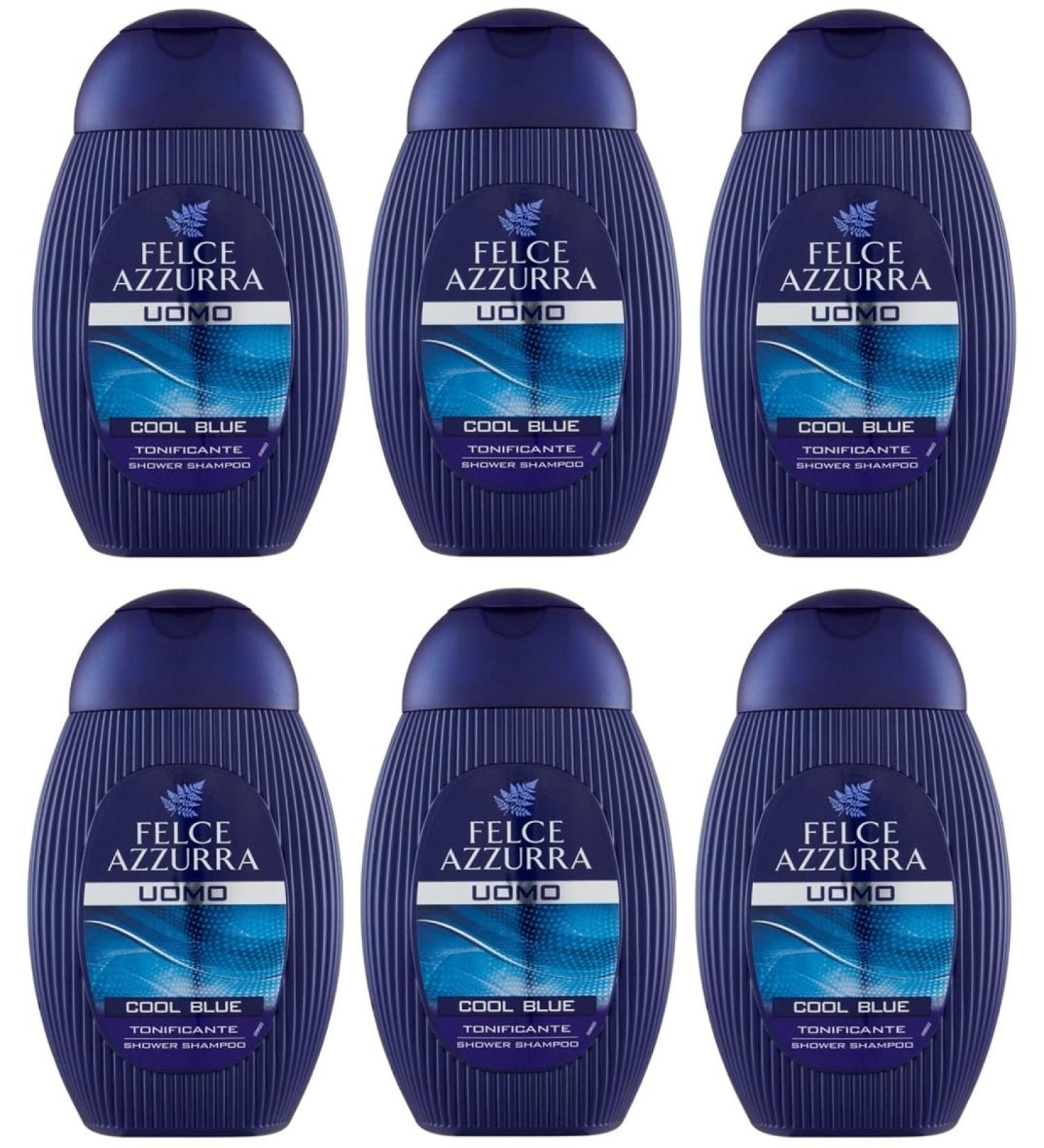  Felce Azzurra 6 x Foug re Azzurra Men's Shower Shampoo Cool Blue Invigorating Shower Shampoo 250 ml - Buy Online on GoSupps.com