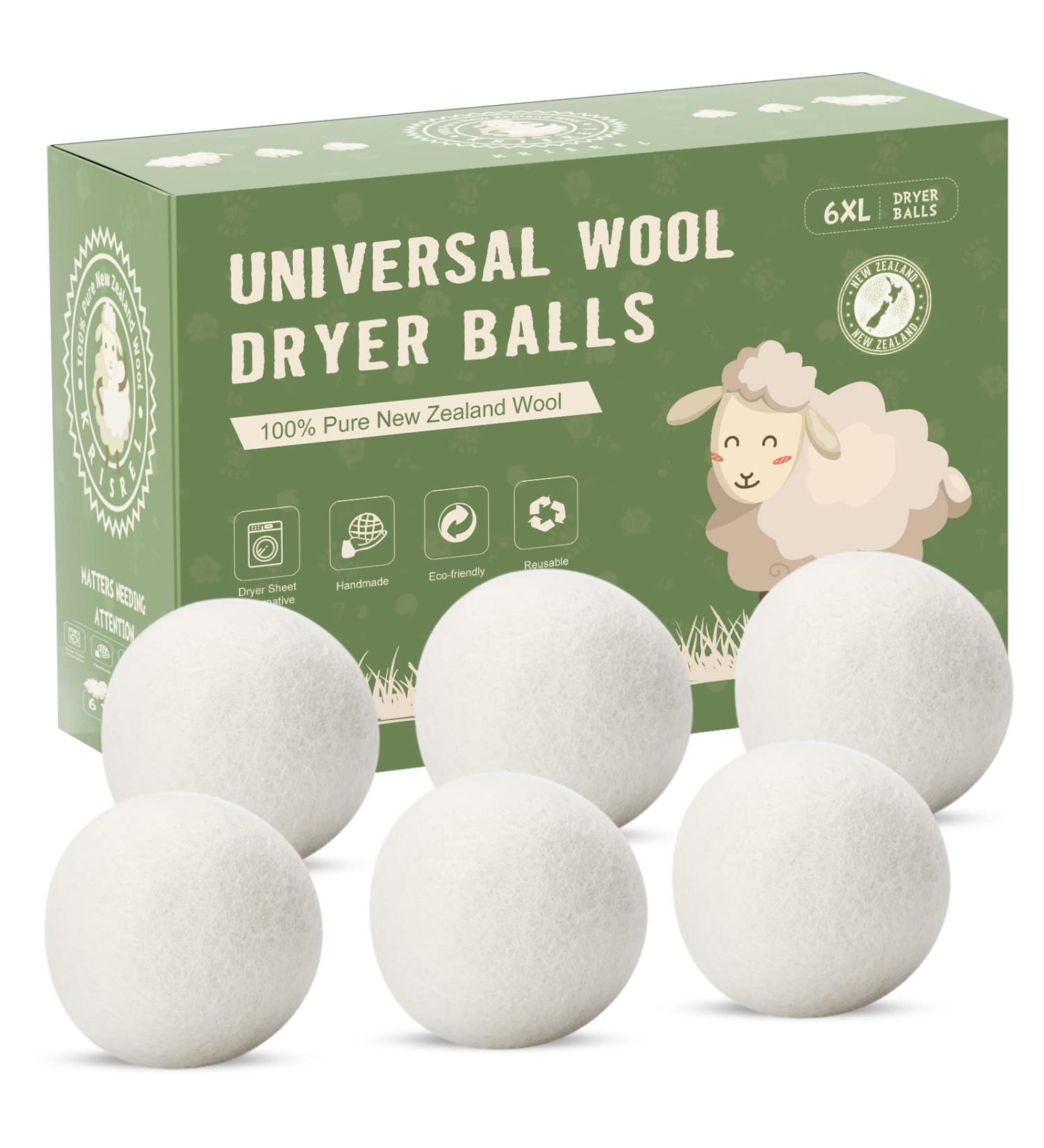 Wool Dryer Balls 6 Pack - Natural Organic Fabric Softener for Baby Clothes - Reduce Drying Time & Wrinkles - New Zealand Wool - Eco-Friendly Laundry Balls - Buy Online on GoSupps.com