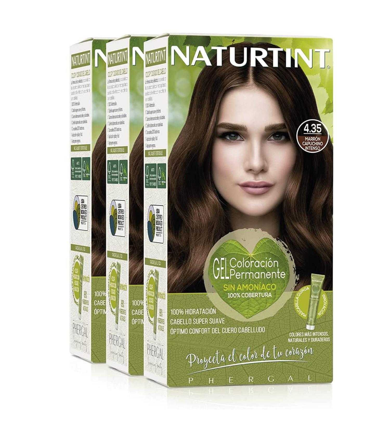 Natureint Biobased Hair Color | Ammonia-Free Deep Cappuccino Brown 4.35 | 3 Pack | 510ml - High Natural Ingredients - Buy Online on GoSupps.com