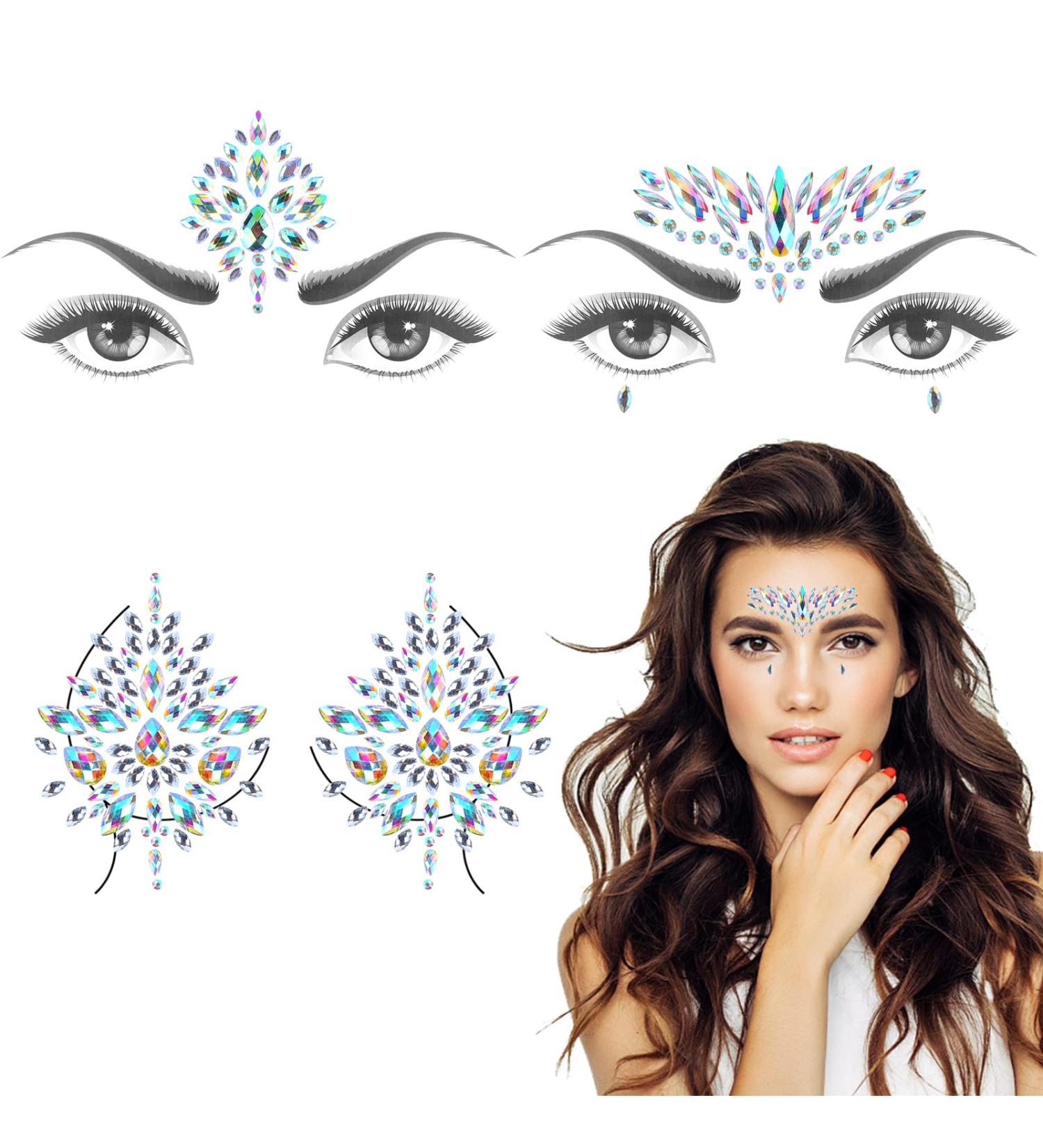 PIAOPIAONIU Rhinestone Face Jewels Gem Bindi & Body Jewelry Stickers - Sparkle and Shine with Nipple and Face Rock Tattoos - Buy Online on GoSupps.com