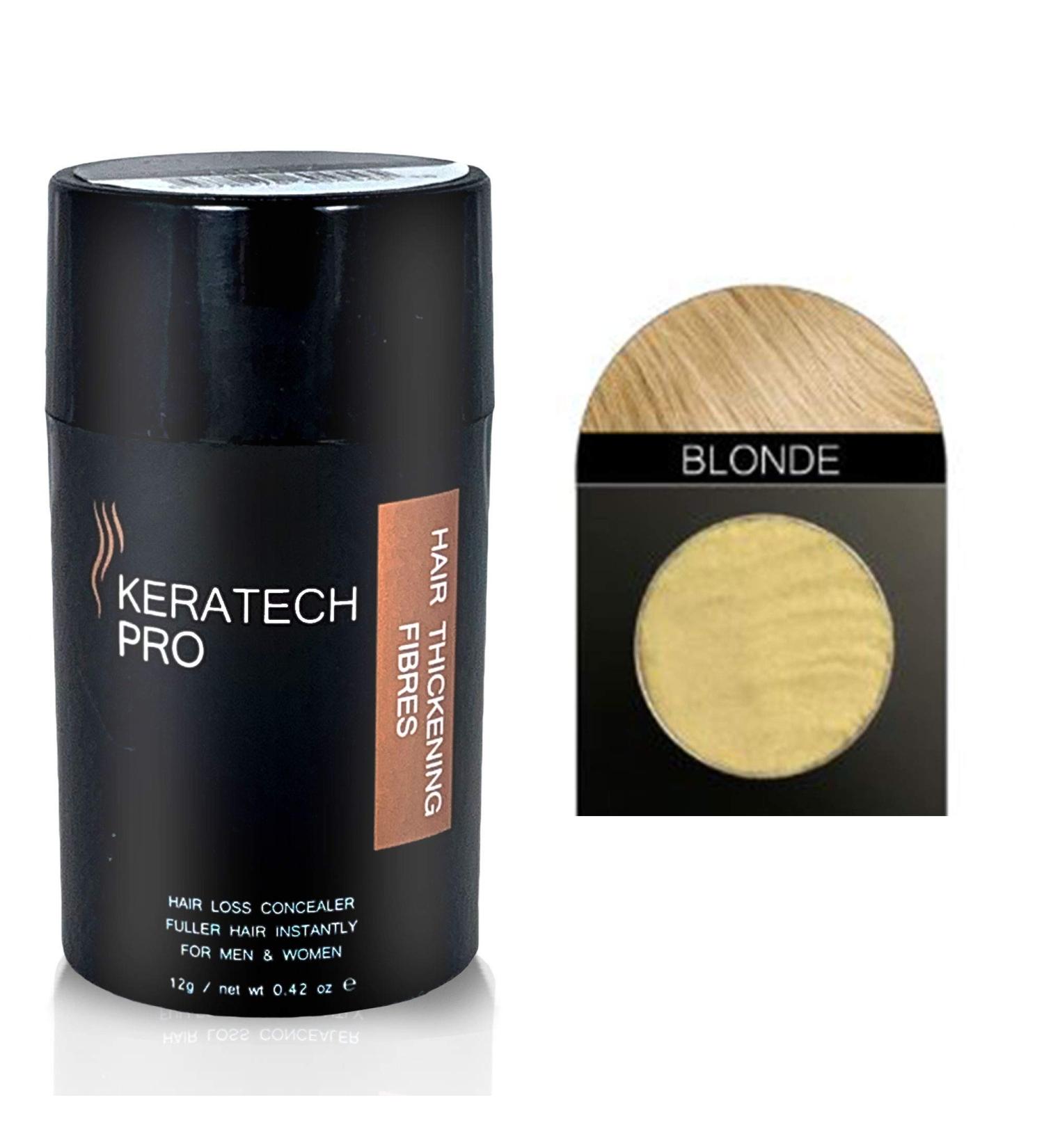 Coloured Hair Thickening Fibres by Keratech Pro 12ml | Instantly Fuller and Thicker hair | Advanced 100% Natural Keratin formula | Light Blonde - Buy Online on GoSupps.com