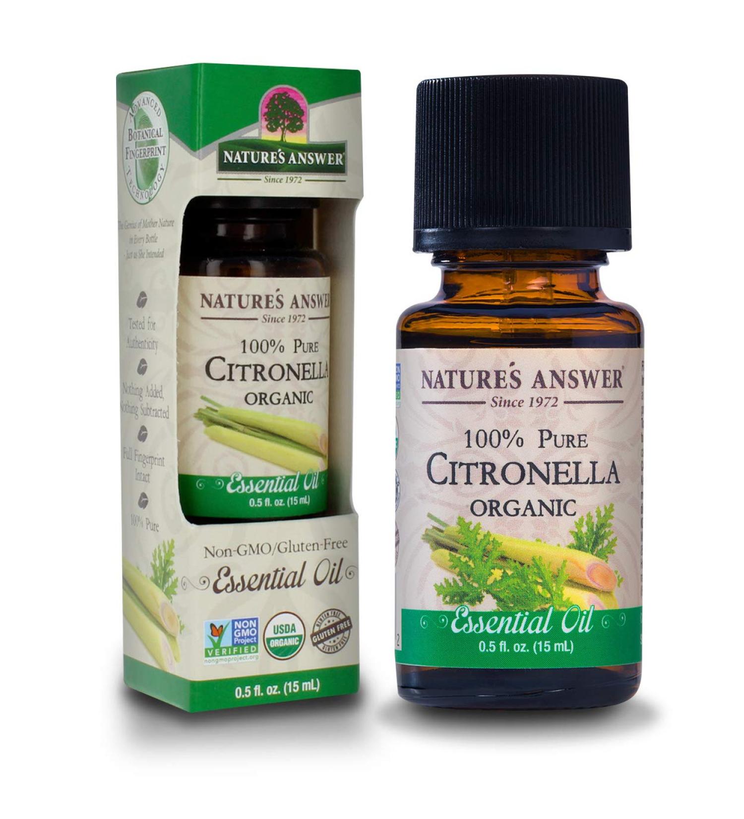 Nature's Answer Organic Citronella Essential Oil - 100% Pure Aromatherapy (15ml) | Steam Distilled, Made in USA - Buy Online on GoSupps.com
