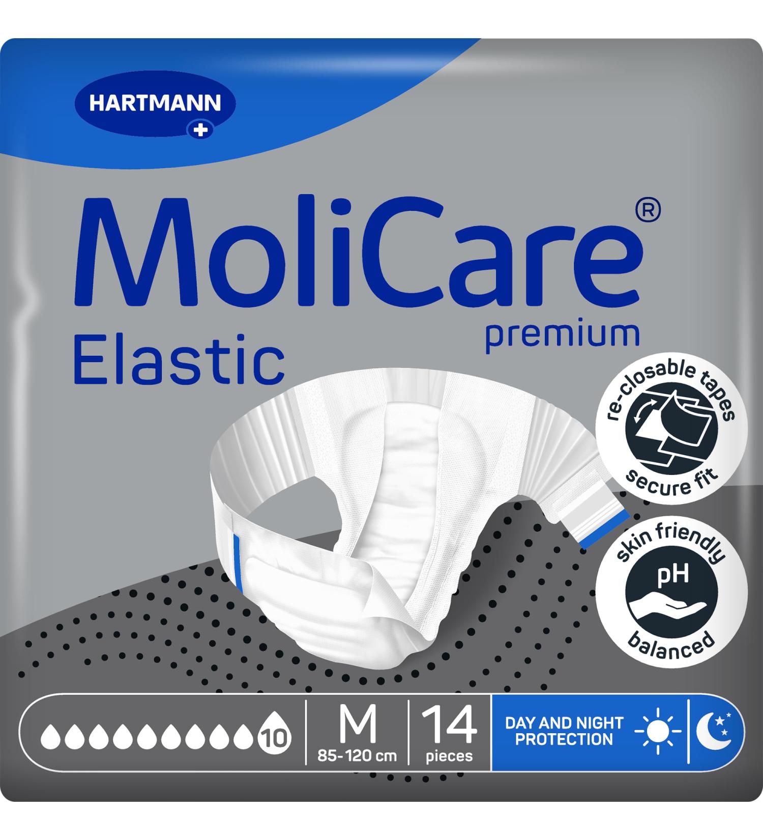 Molicare Premium Elastic Slip - Heavy Incontinence Aids for Men & Women | 10 Drops Size M (85-120 cm) - 14 Pieces - Buy Online on GoSupps.com
