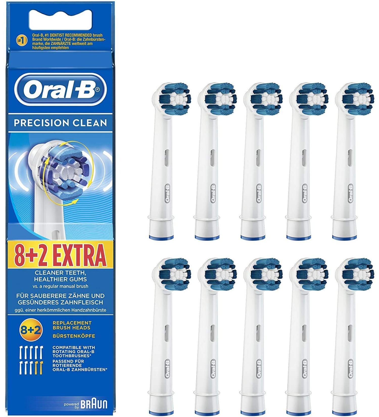 Oral-B Braun Precision Clean Replacement Toothbrush Heads (10 Count) - Genuine Original, Rechargeable - German Packaging - Buy Online on GoSupps.com
