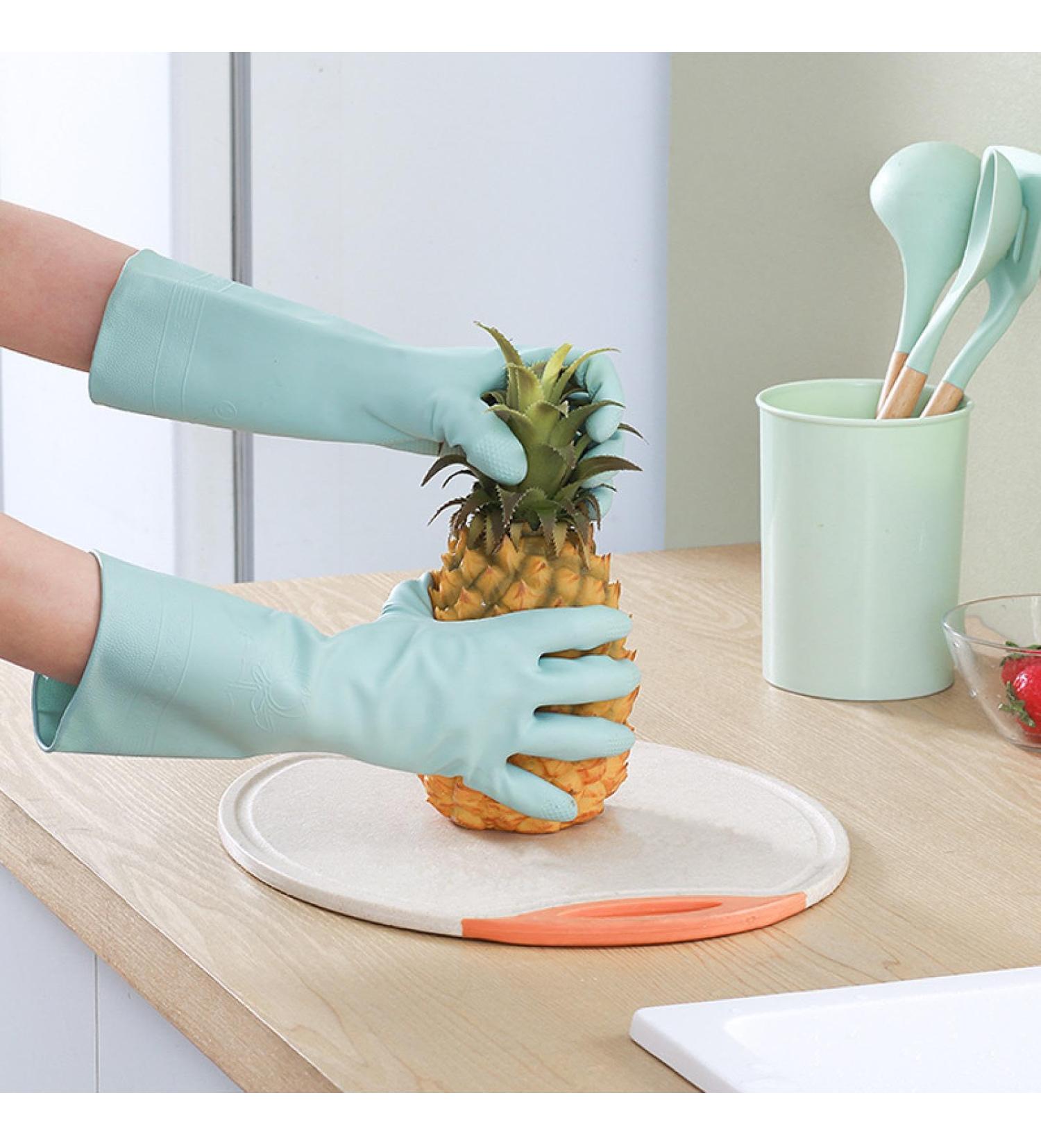 Dishwashing Gloves Women's Kitchen Home Thick Rubber Laundry Waterproof Housework Durable Winter Pile Warm Artifact - Buy Online on GoSupps.com