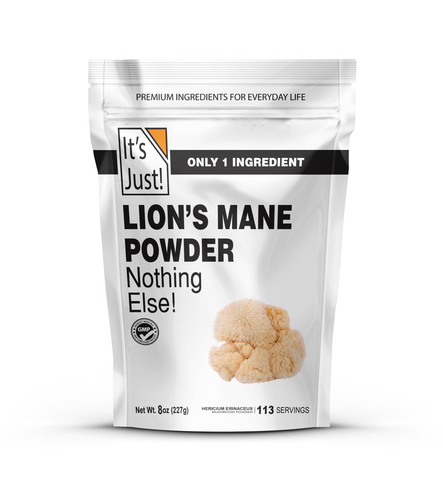 It's Just! - Lion's Mane Mushroom Powder Natural Raw Superfood Brain Support Immune Health Boost Energy Non-GMO 8oz - Buy Online on GoSupps.com
