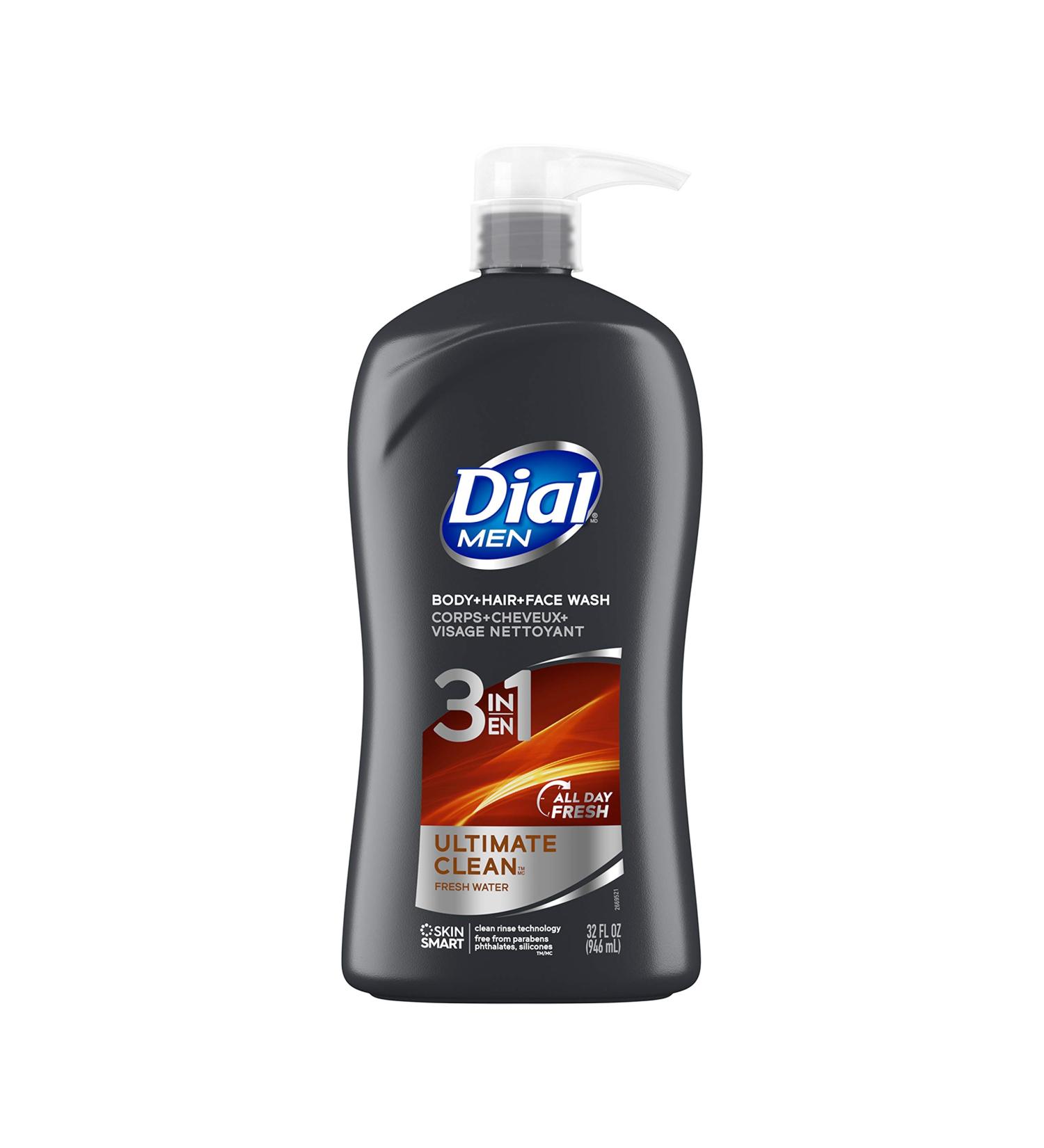 Dial Men 3in1 Ultimate Clean Body, Hair, and Face Wash - 32 fl oz - Buy Online on GoSupps.com