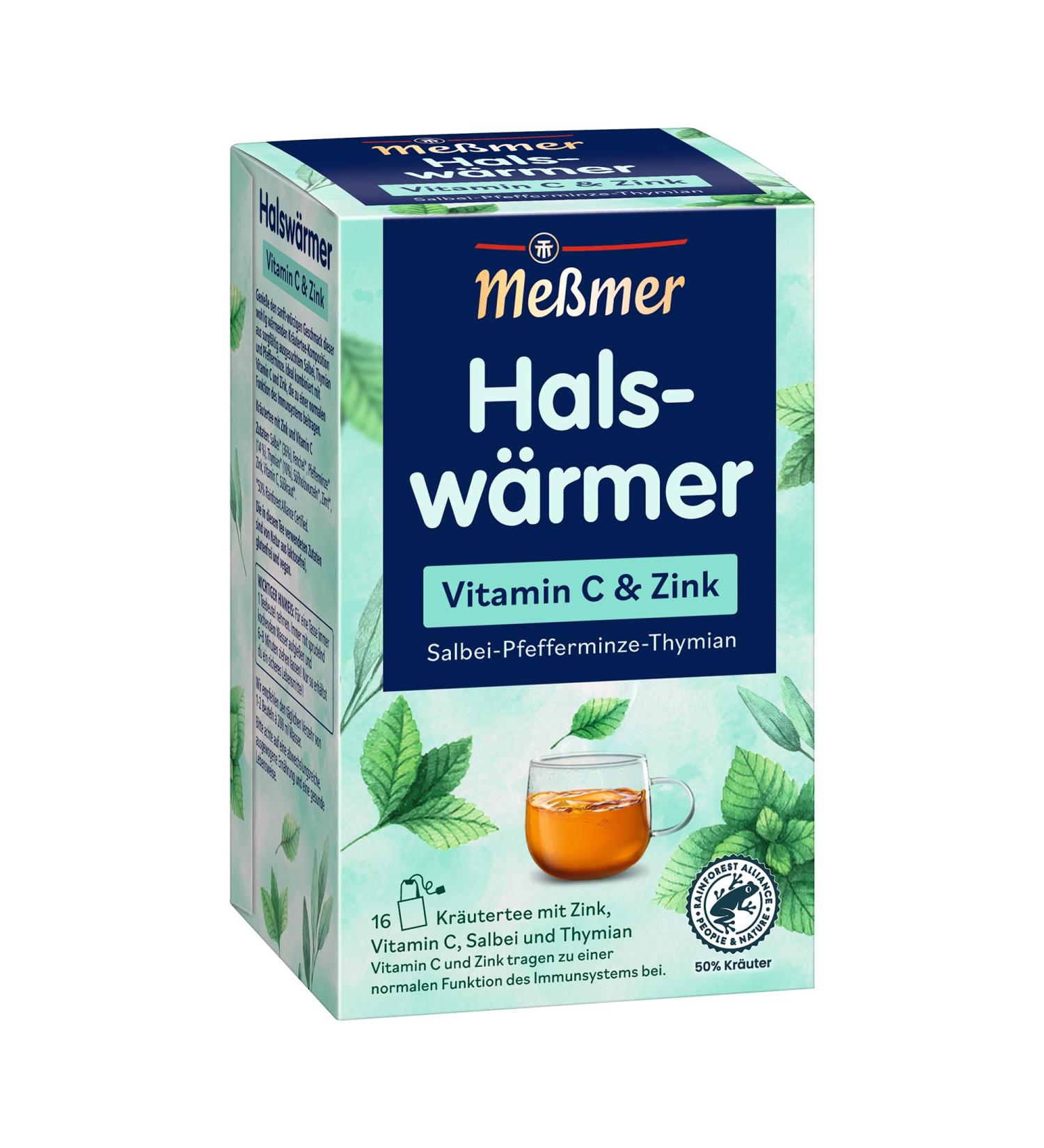 Meßmer Neck Warmer | Vitamin C & Zinc | 16 Tea Bags | Gluten Free | Lactose Free | Vegan Neck Warmer 16 Tea Bags