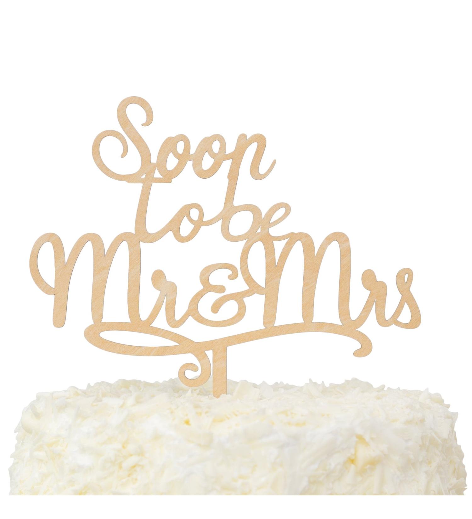 LOVENJOY Gift Boxed Soon to Be Mr and Mrs Cake Topper Engagement Rustic Wood Beige - Buy Online on GoSupps.com