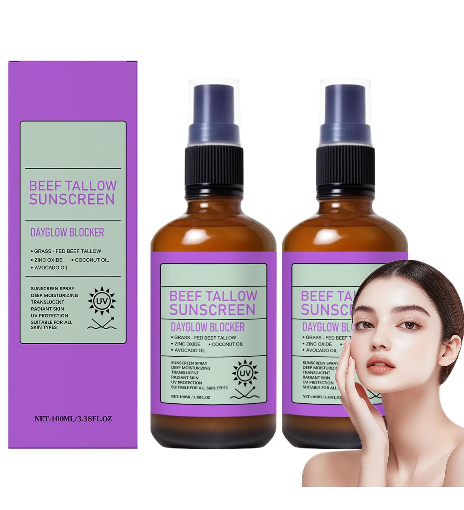  blmcoos Beef Tallow Sun Spray Zinc Oxide Sun Spray Grounded Labs Grass-Fed Beef Tallow Sunscreen with Coconut Oil Natural Moisturizing Sunscreen Non-Greasy Formula (2) - Buy Online on GoSupps.com