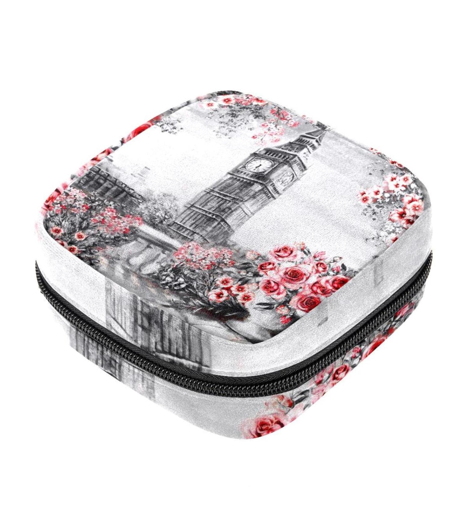 London Big Ben Rose Menstrual Cup Pouch - Portable Sanitary Napkin Storage Bag for Women - Color 1 - Buy Online on GoSupps.com