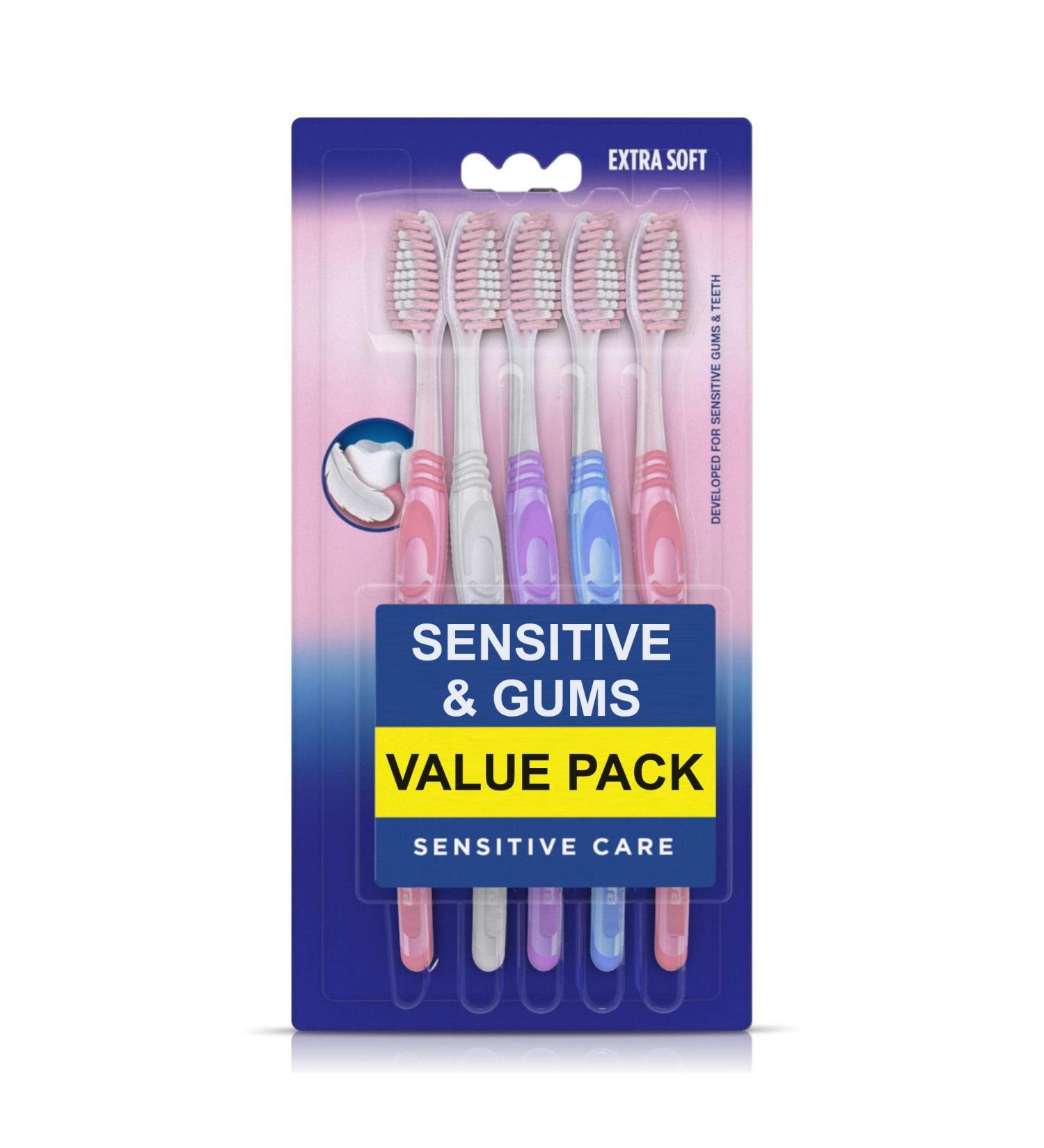Sensitive Teeth Care: Extra Soft Toothbrush Pack of 5 for Everyday Use - Gentle on Gums - Buy Online on GoSupps.com