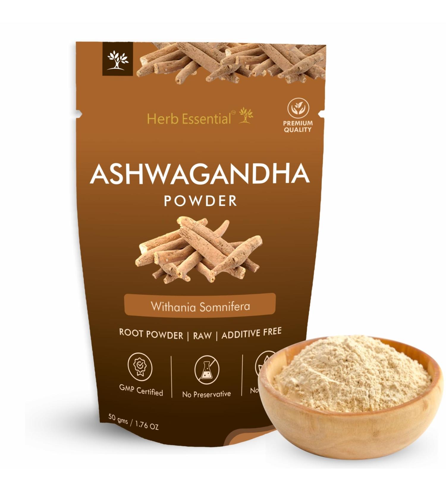 Herb Essential Organic Ashwagandha Root Powder 1.76 oz (0.11 lbs) Withania Somnifera Vegan Gluten-Free & Non-GMO GMP Certified Herbal Ashwagandha Supplements from India - Buy Online on GoSupps.com