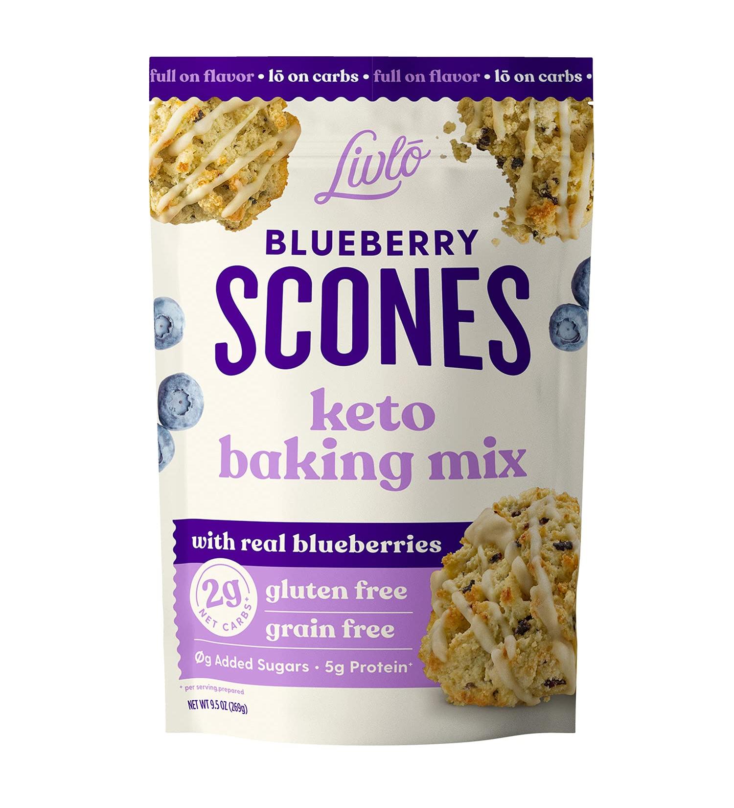 Livlo Keto Blueberry Scones Baking Mix with Real Blueberries | 9.5 oz - Buy Online on GoSupps.com