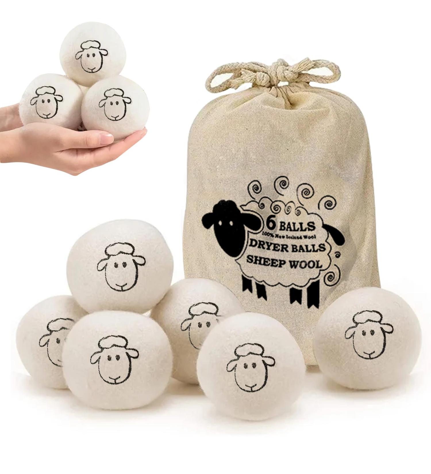 Dryer Balls Wool Dryer Balls Natural Wool Fabric Softener Reduces Wrinkles and Reusable with Storage Bag to Shorten Drying Time Pack of 6 - Buy Online on GoSupps.com