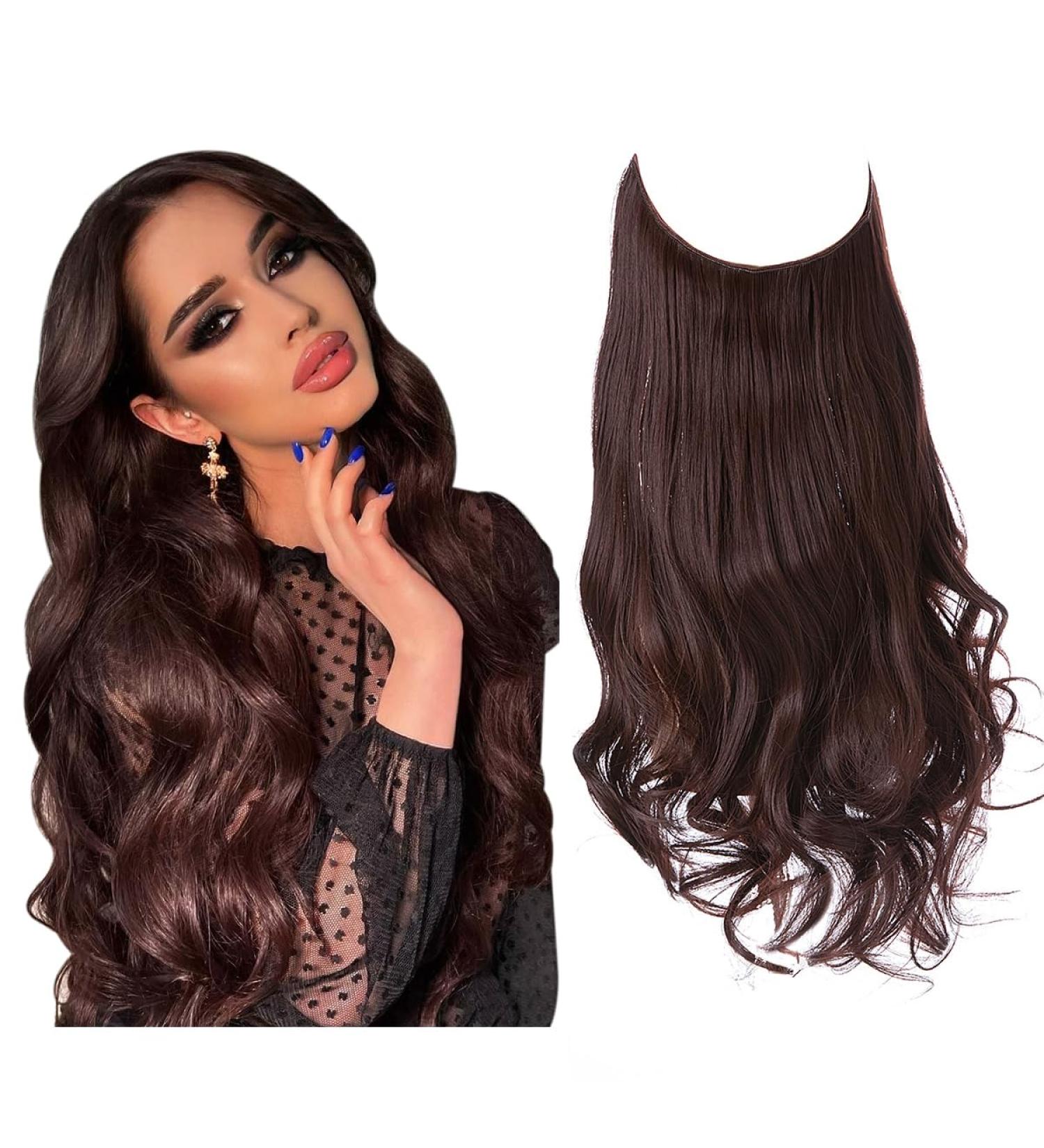 SARLA 18 Inch Invisible Wire Curly Wavy Hair Extension - Dark Auburn - Buy Online on GoSupps.com