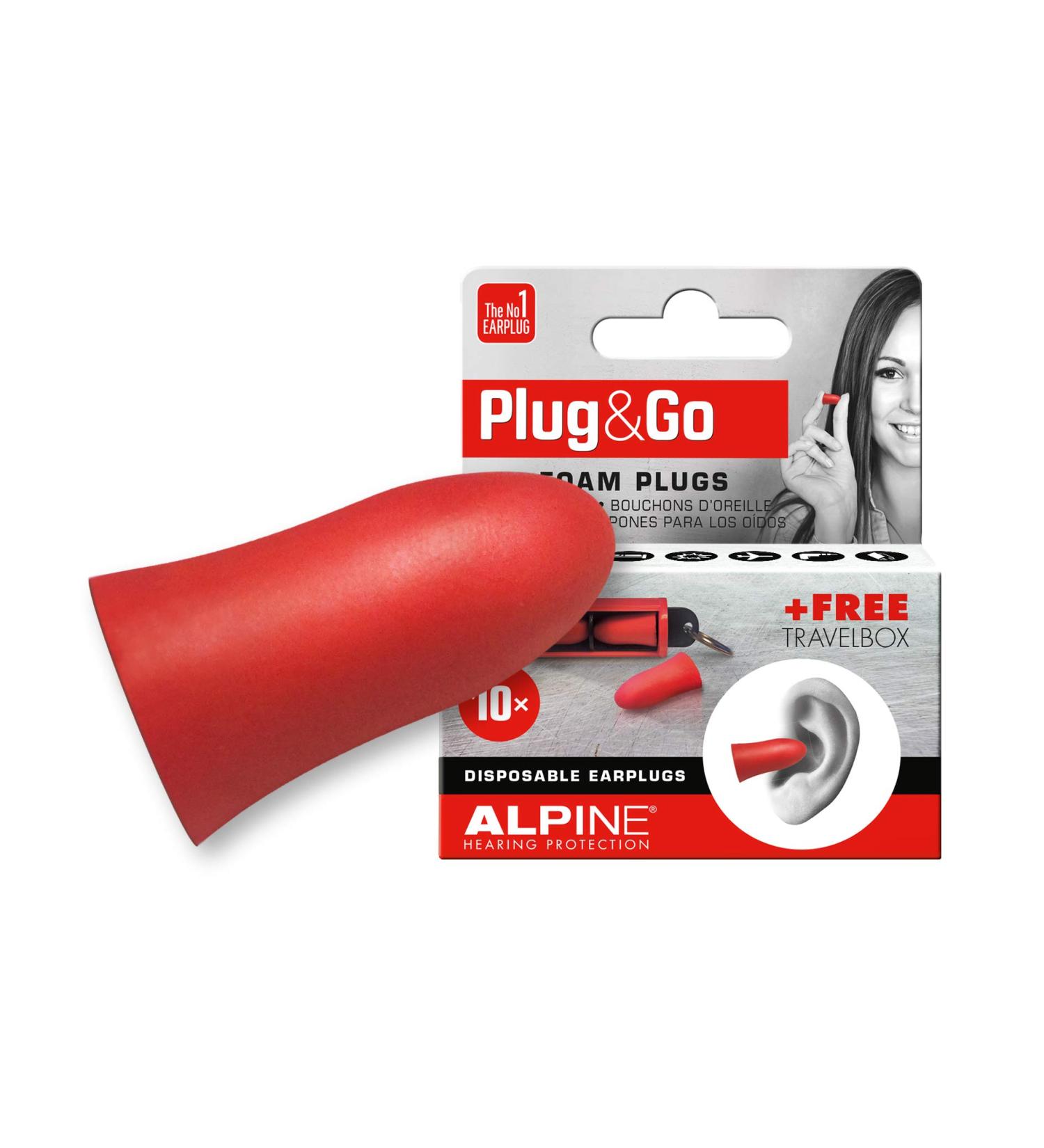 Plug & GO Disposable Earplugs - Foam Anti-Irritation Coating Universal Fit Free Key Case - Ideal for Travel & On-the-Go Cheaper Earplugs - Buy Online on GoSupps.com