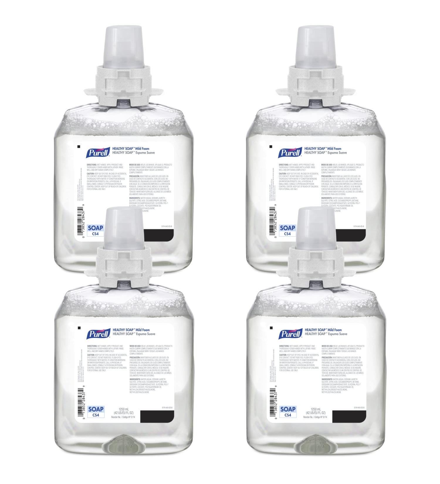 PURELL Healthy Soap Mild Foam Refill 1250mL for CS4 Dispenser, Pack of 4 - 5174-04 by GOJO Inc - Buy Online on GoSupps.com