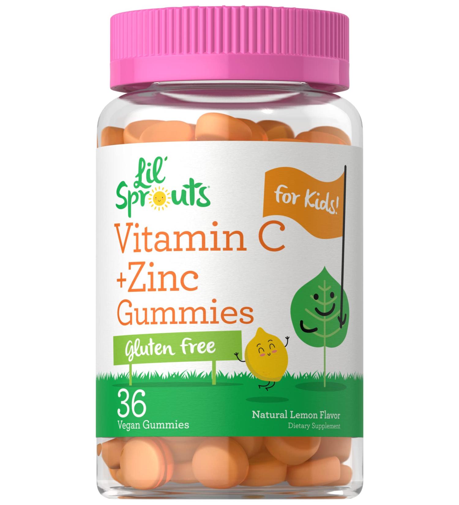 Kids' Vitamin C and Zinc Gummies | 36 Count | Vegan Non-GMO Gluten Free | Lil' Sprouts - Buy Online on GoSupps.com