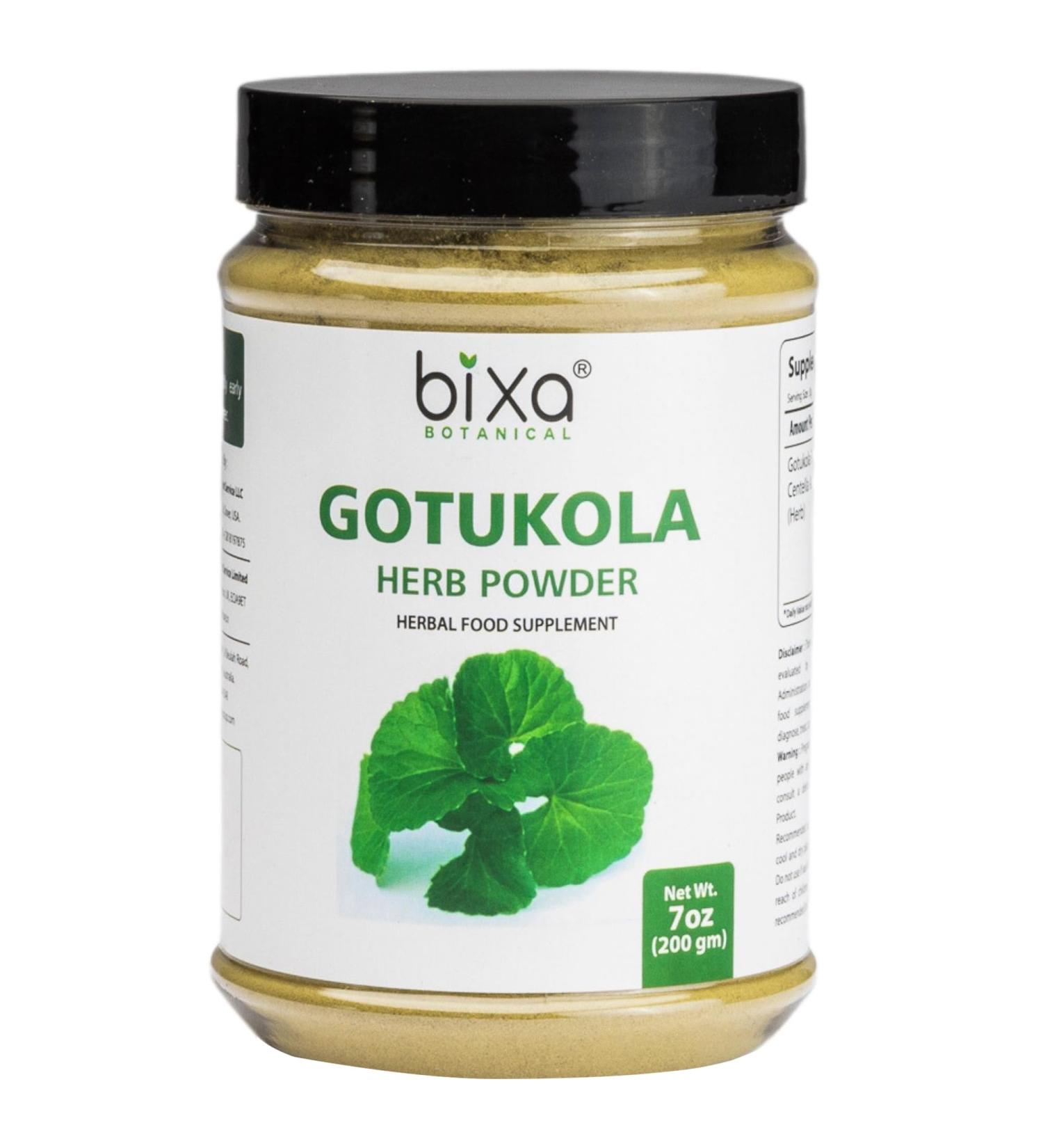 bixa BOTANICAL Gotu Kola Powder (Centella Asiatica) | Ayurvedic Natural Herbal Supplement | Pure Authentic Premium Quality | Improve Overall Health | Natural Herbal Supplement (7 Ounce (Pack of 1)) - Buy Online on GoSupps.com