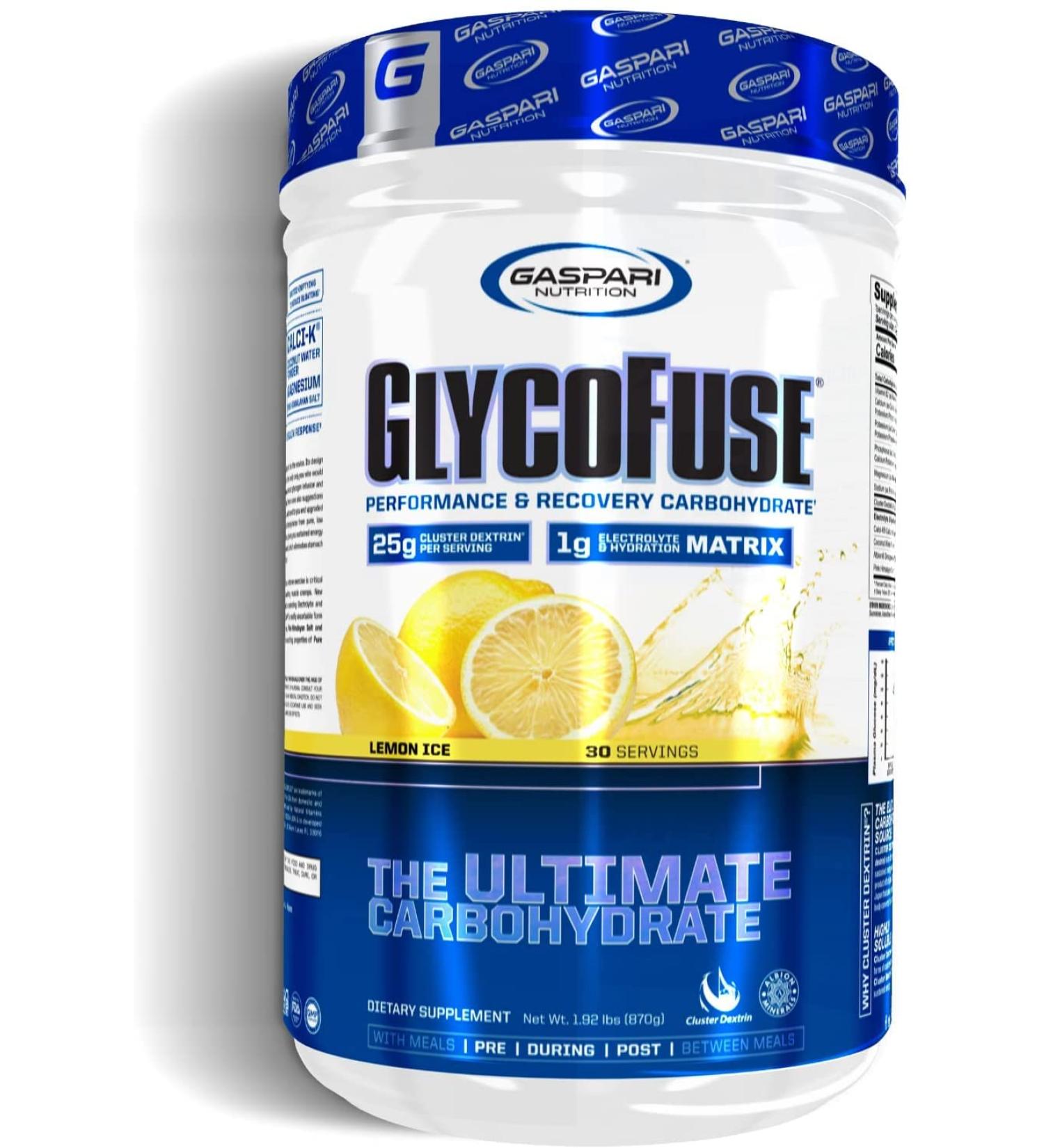 Gaspari Nutrition Glycofuse: Performance and Recovery Carbohydrate, 25g Cluster Dextrin and 1g Electrolyte and Hydration Matrix (30 Servings, Lemon Ice) Lemon Ice 1.52 Pound (Pack of 1) - Buy Online on GoSupps.com