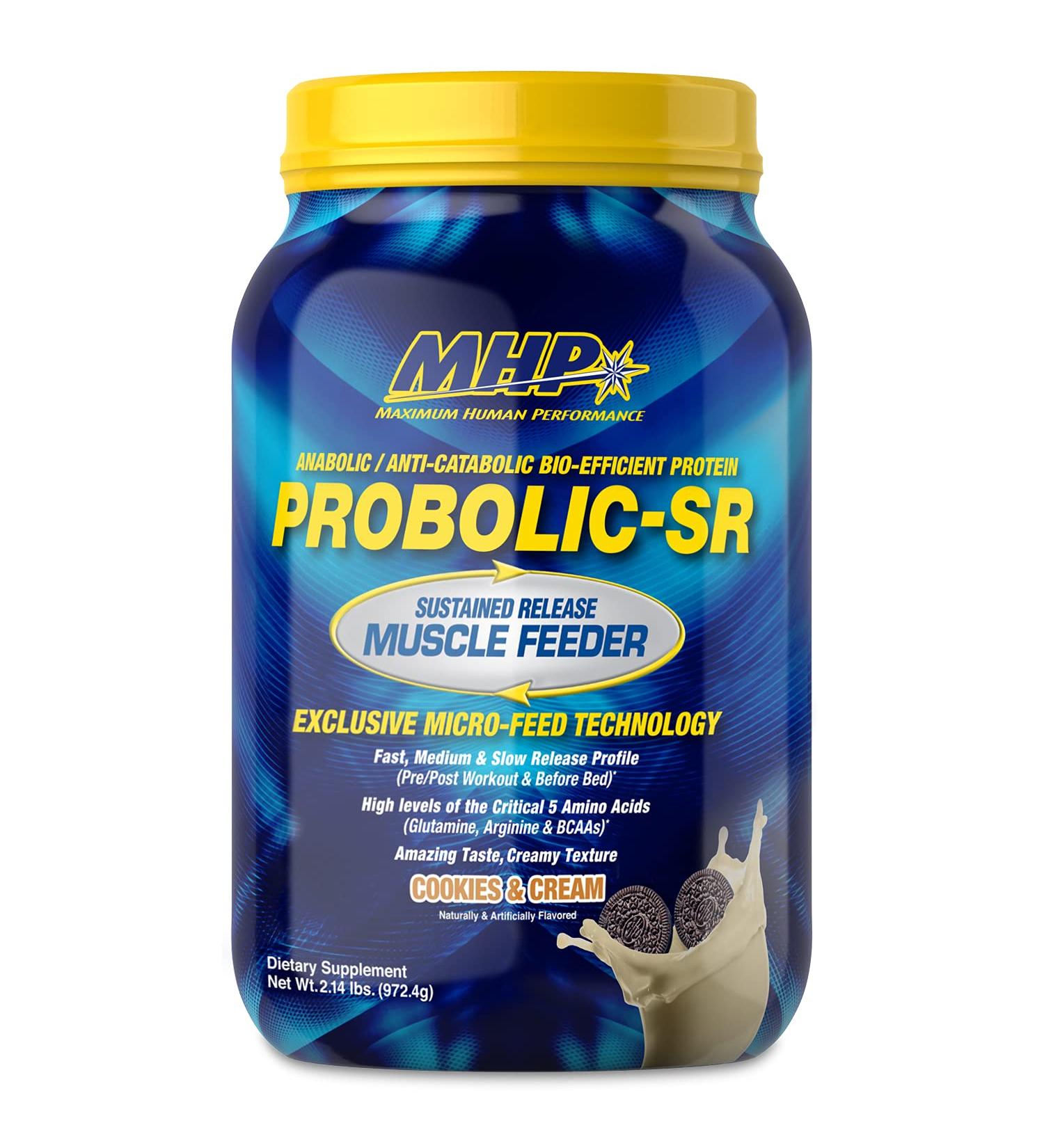 Maximum Human Performance Probolic-SR Sustained Release Protein Powder 24g Protein BCAAs Glutamine Arginine Pre-Workout Post-Workout Nighttime Protein 2lbs 26 Servings Cookies & Cream Cookies & Cream 2 Pound (Pack  - Buy Online on GoSupps.com