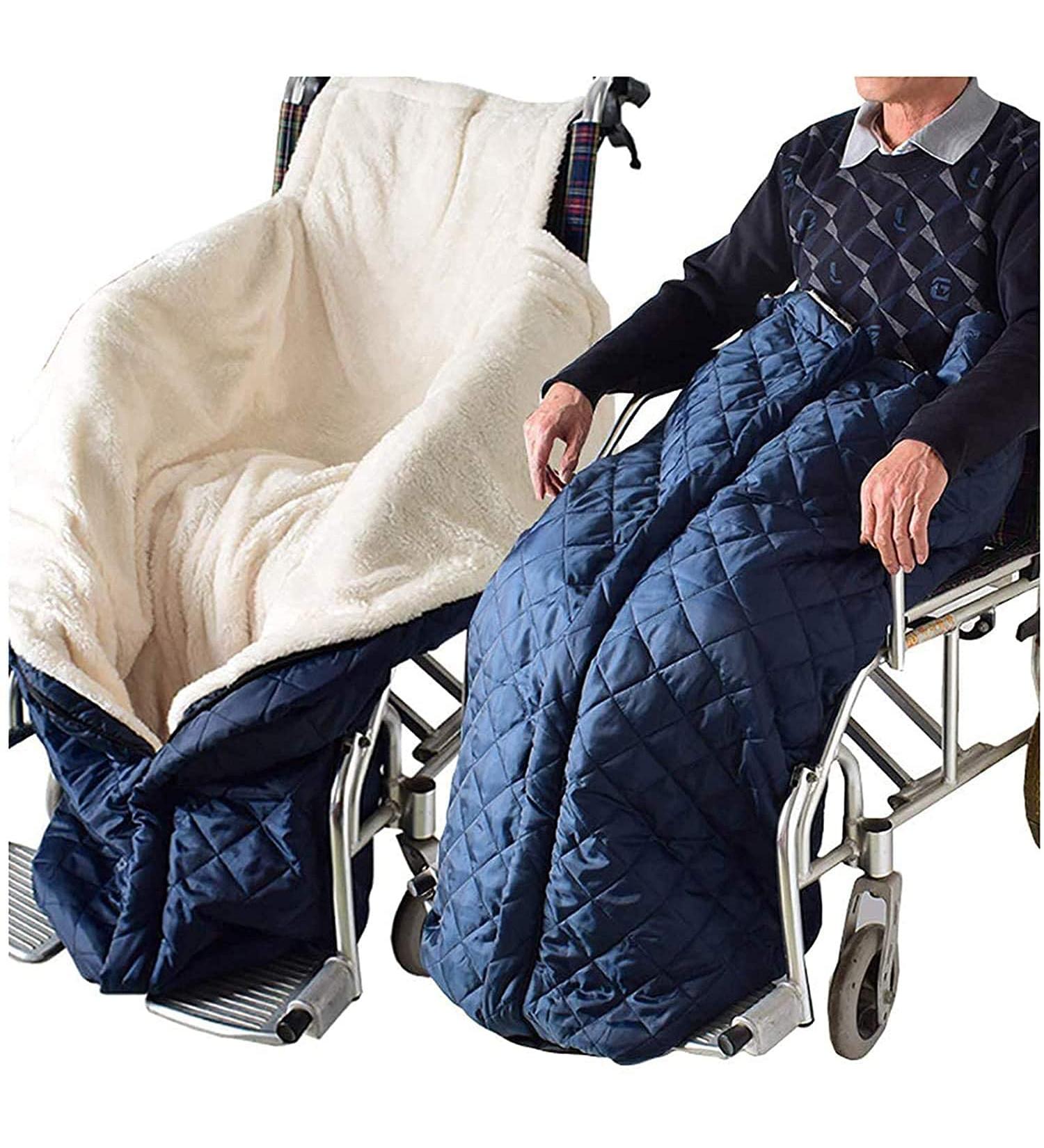 Blanket Thicken Plush Fleece Lining Wheelchair Warmer Cover Blanket Weather Proof with Zipper and Villus Siamese SemiWrapped Windproof Set for Elderly and Disabled - Buy Online on GoSupps.com