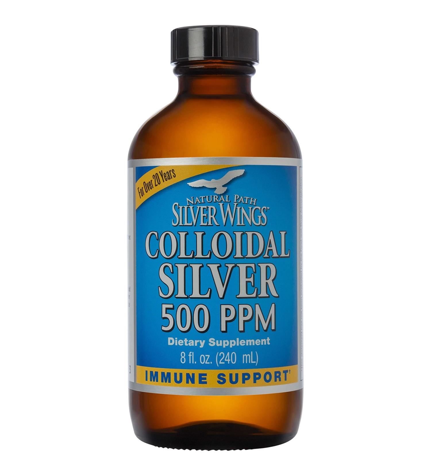 Natural Path Silver Wings Colloidal Silver 500ppm (2 500mcg) Immune Support Supplement 8 fl. oz. - Buy Online on GoSupps.com