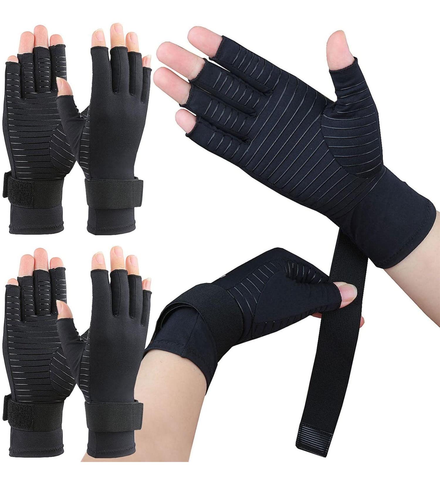 2 Pairs Copper Arthritis Gloves for Carpal Tunnel Pain Relief Half Finger compression Gloves with Adjustable Wrist Straps Small-Medium 2 - Buy Online on GoSupps.com