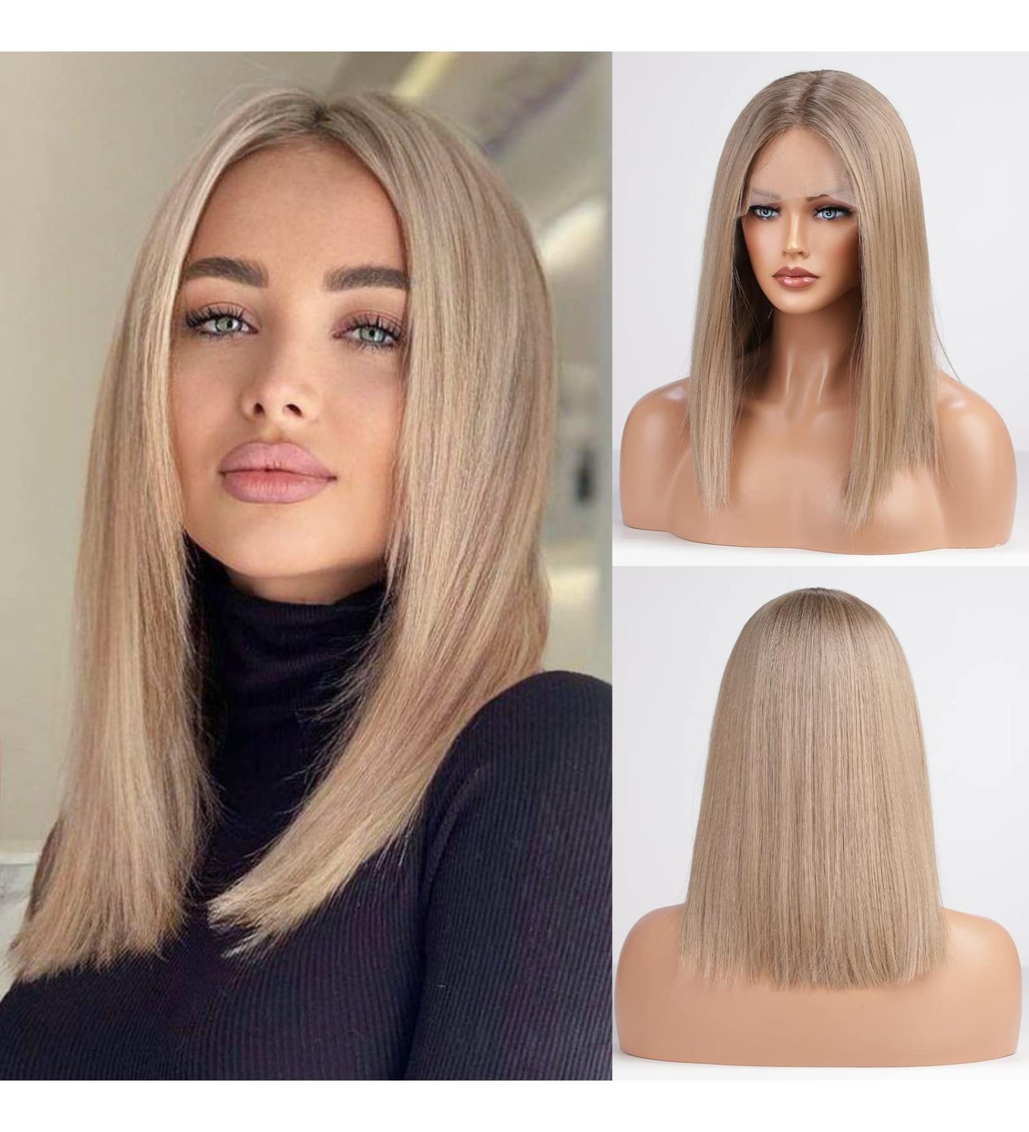 HAIRCUBE Ash Blonde Lace Front Shoulder Length Bob Wig | Natural Hairline 18in - Buy Online on GoSupps.com