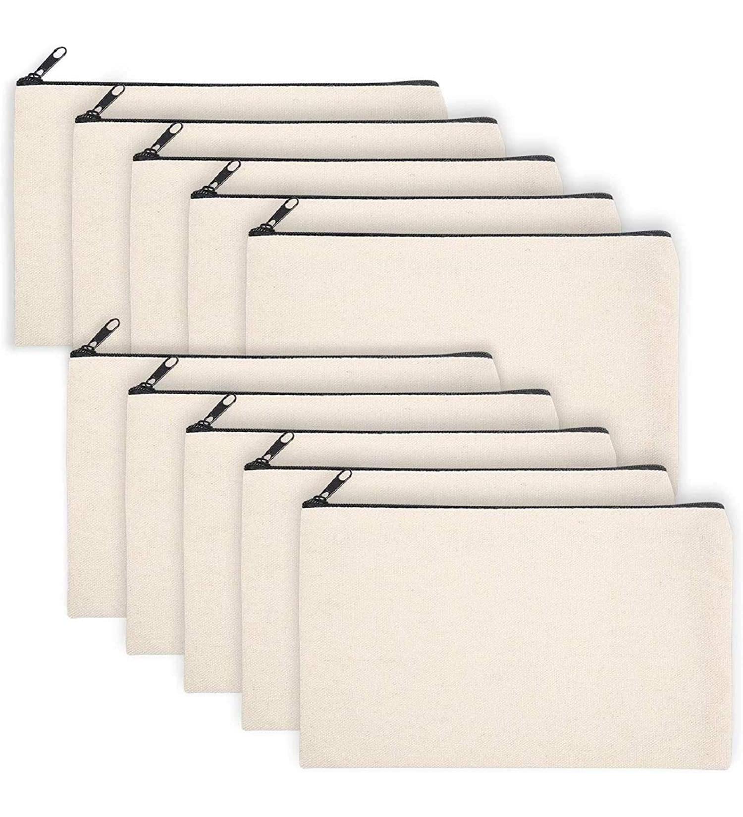 10 Pieces DIY Blank Bags - Travel Cosmetic Zipper Bags Bridesmaid Gifts Canvas Pencil Cases - Spring Collection - Buy Online on GoSupps.com