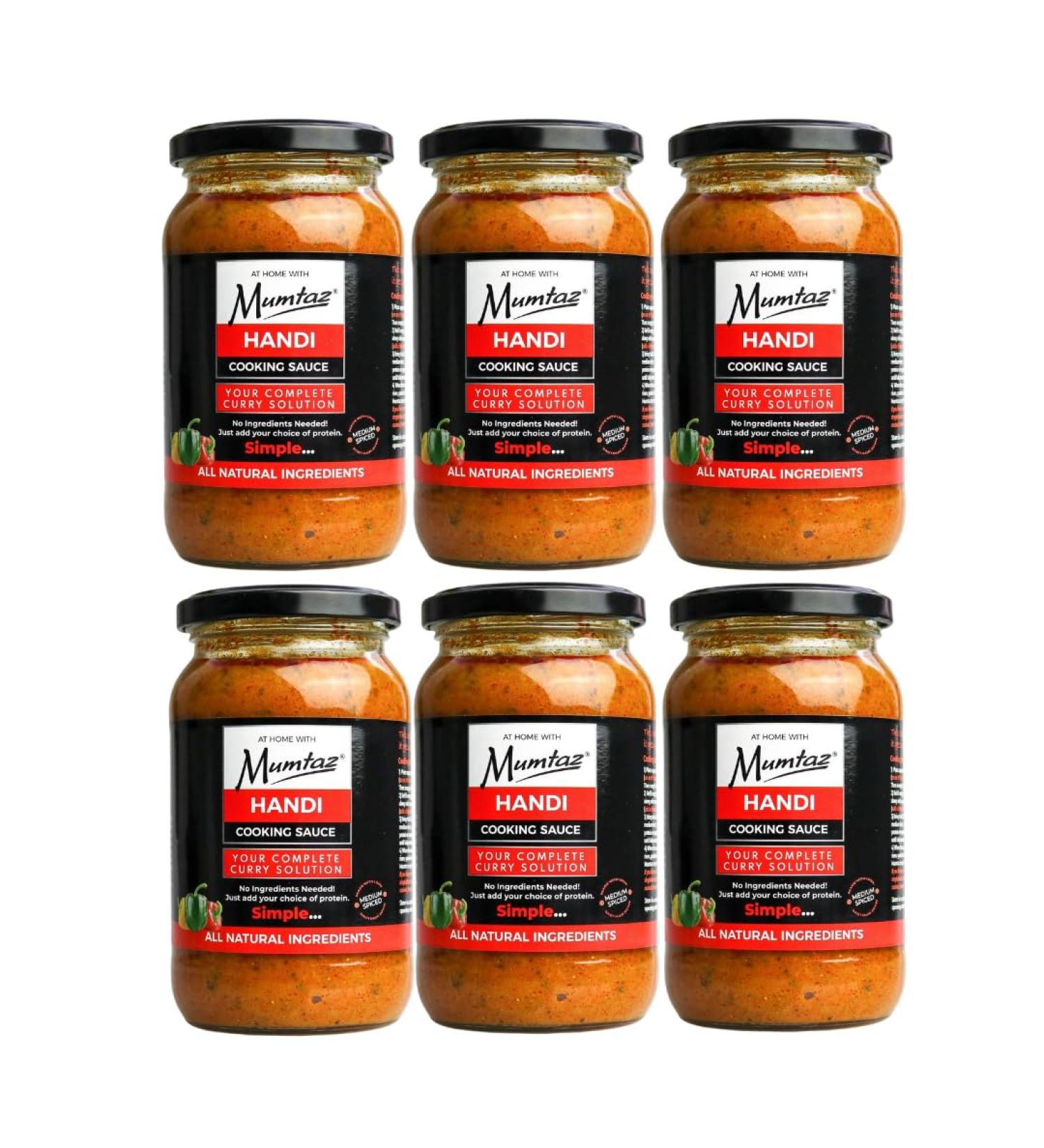 Mumtaz HANDI Indian Curry Cooking Sauce - Pack of 6 x 350g - Restaurant Quality At Home - Serves 4-5 - Buy Online on GoSupps.com