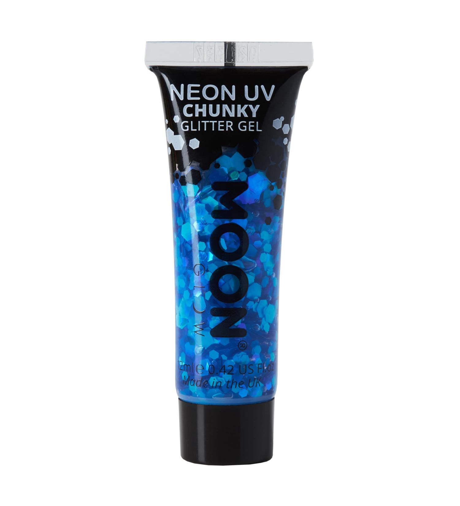 Neon UV Blue Chunky Glitter Gel - 12ml | Face & Body Glitter - Buy Online on GoSupps.com