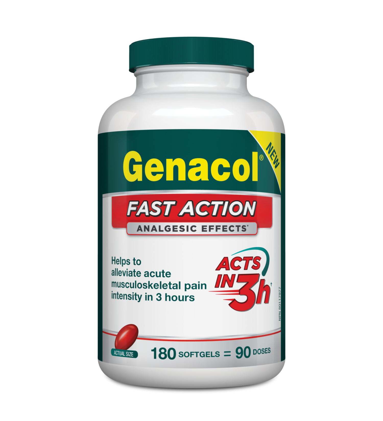 Genacol Fast Action Joint & Muscle Pain Relief | For Fast Back Pain & Muscle Pain Relief | Antioxidant Formula with Curcumin Boswellia & Black Sesame Oil | All-Natural Non-Addictive | 180 Softgels 180 Count (Pack of 1) - Buy Online on GoSupps.com