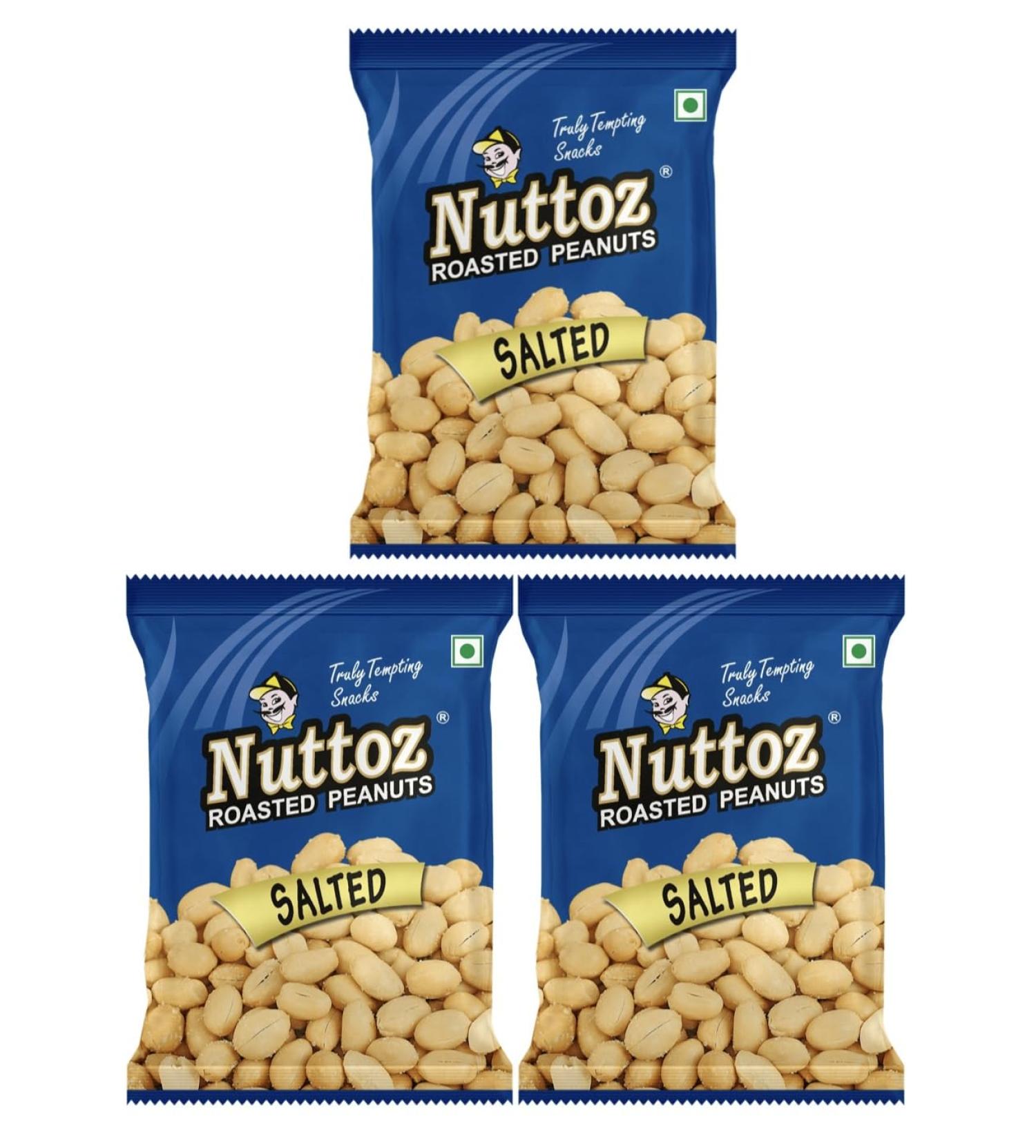Nuttoz Roasted Salted Peanuts 160g (Pack of 3) - Buy Online on GoSupps.com