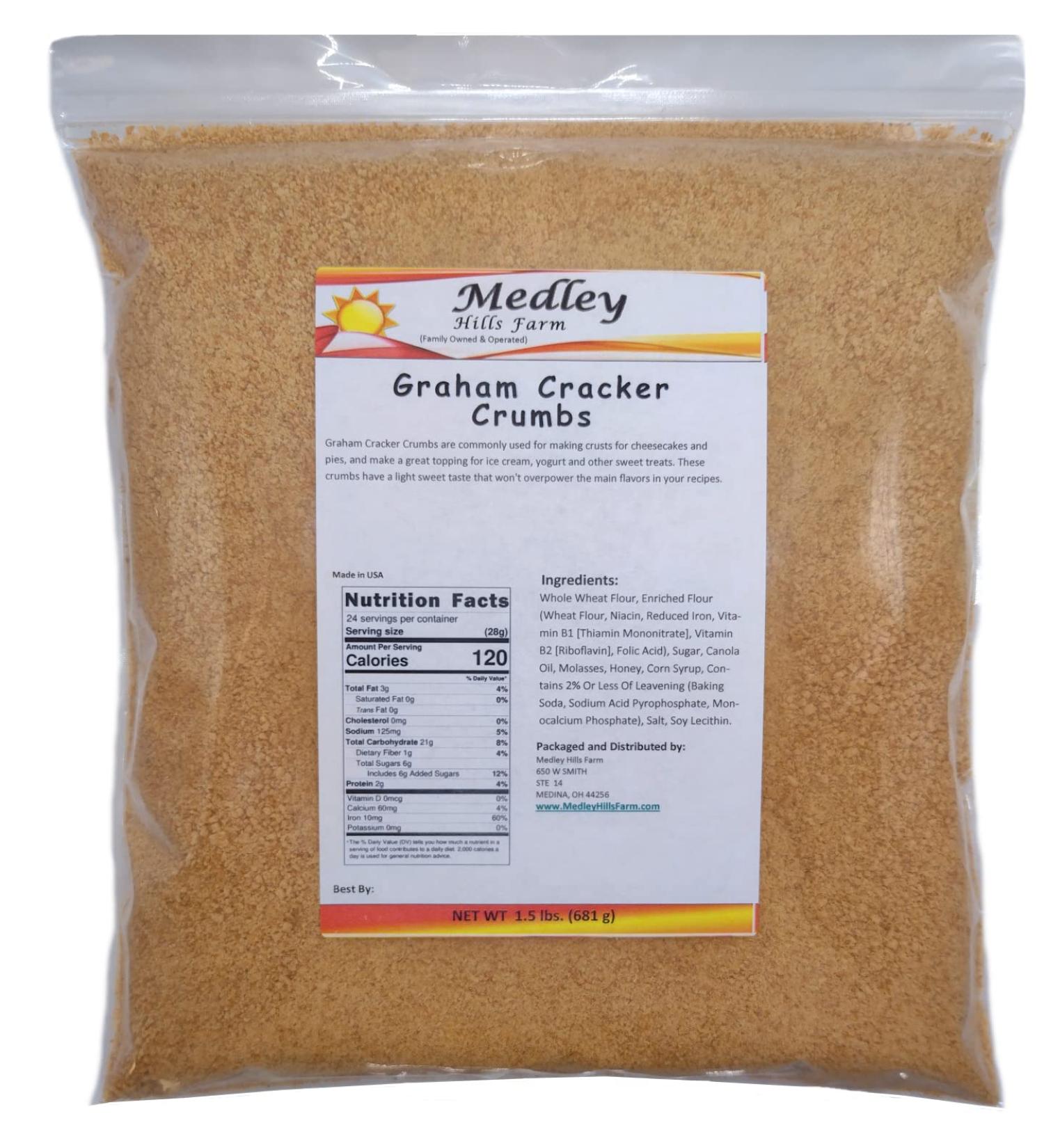 Medley Hills Farm Graham Cracker Crumbs - 1.5 lbs Resealable Bag - Buy Online on GoSupps.com