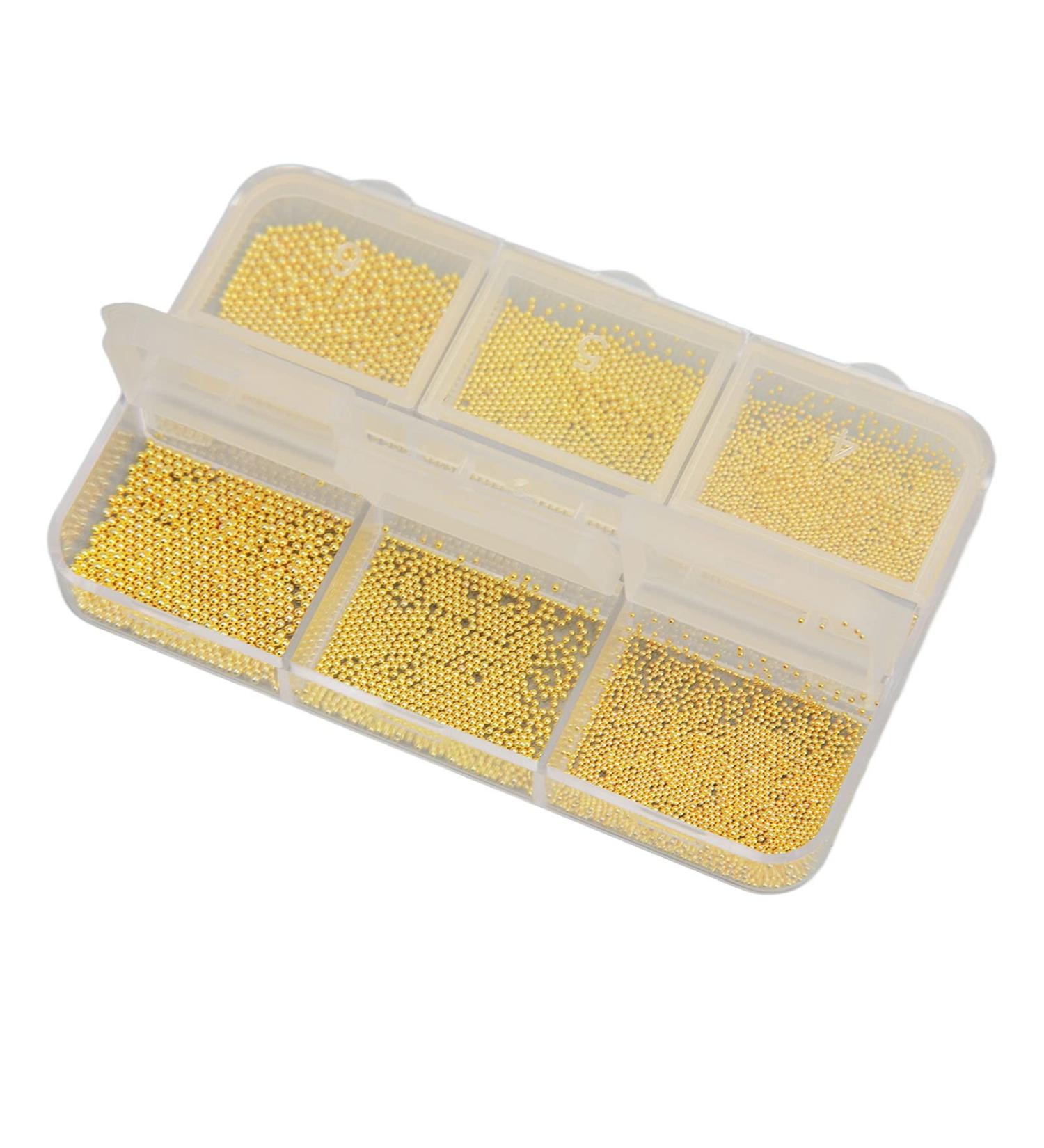 Nail Art Bead Home Salon Exquisite DIY Metal Mini Nail Beads Decoration for Nail Artist Beginners (Gold) - Buy Online on GoSupps.com