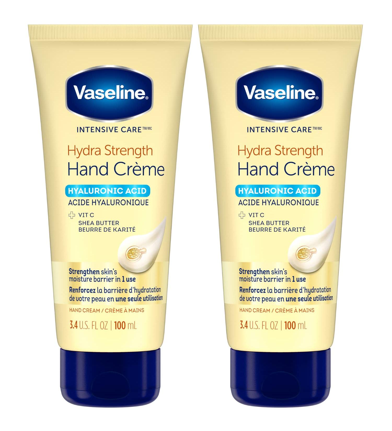 Vaseline Hand Cream for Dry Skin - Hyaluronic Acid, Vitamin C, Shea Butter - Intensive Care Hand Repair - 3.4 Oz each (Pack of 2) - Buy Online on GoSupps.com