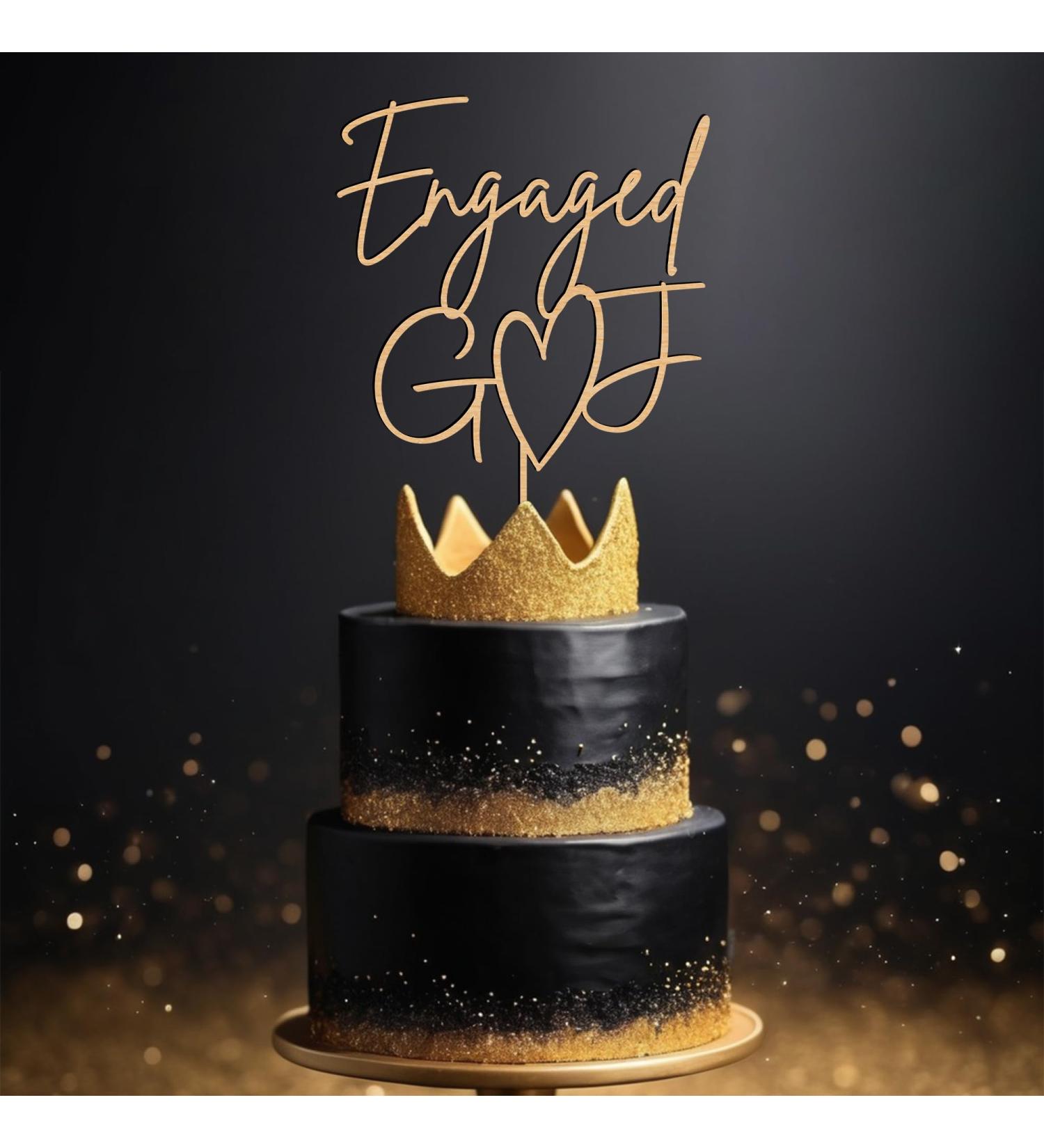 Personalize Pro Engagement Wooden Cake Topper Customise With Any Name We're Engaged Bridal Cake Pick Toppers Rustic Wood Wedding Couple Cupcake Decoration Theme Party Supplies Design-1 - Buy Online on GoSupps.com