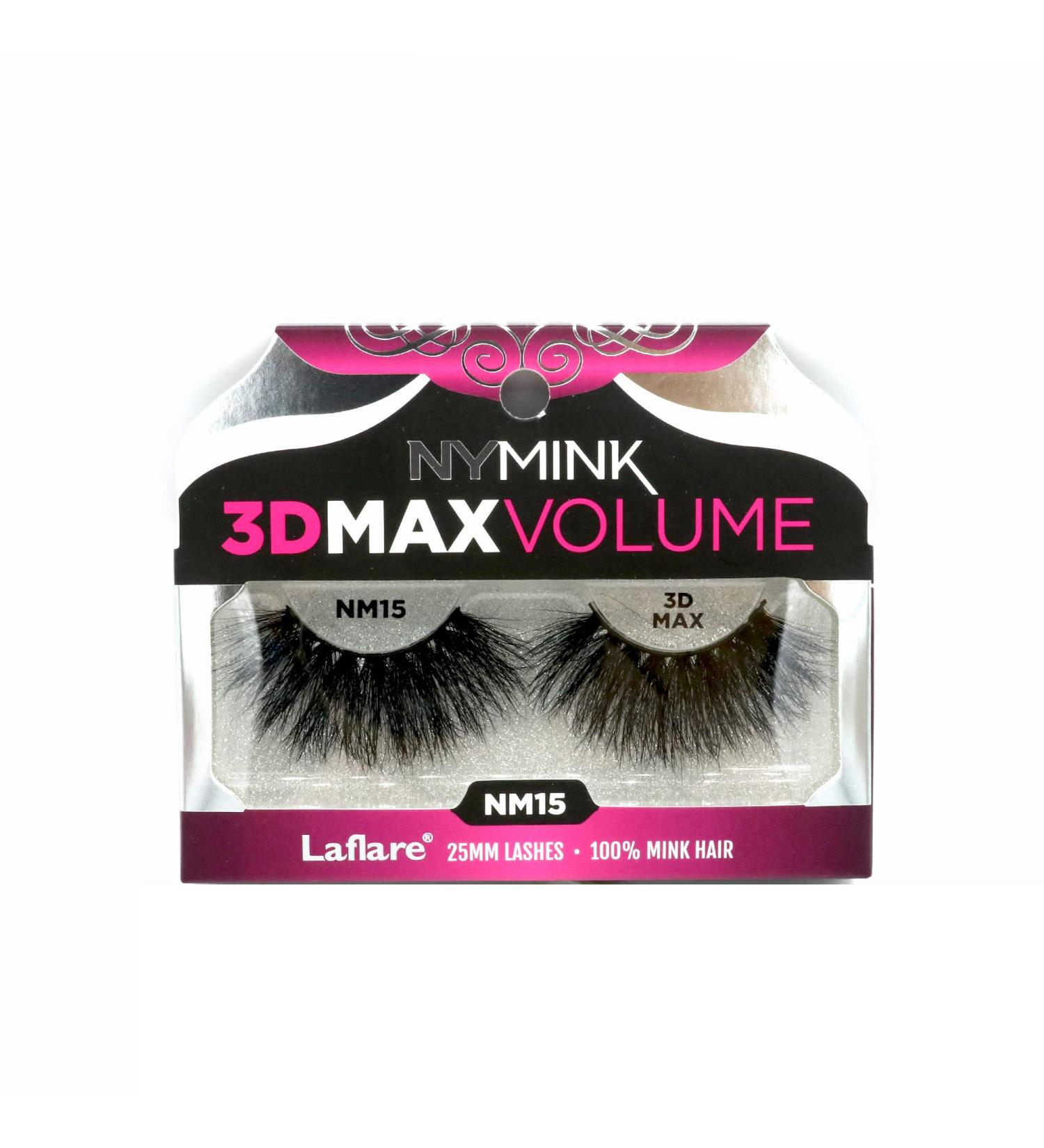Laflare 3D NY MAX VOLUME EyeLashes | 20-25mm Long Dramatic Styles | 100% Real Mink Hair | Luxury Makeup & Natural Look | Trendy & Light | Reusable & Multi Layered | Unharmfully Sourced Lashes | NM15 - Buy Online on GoSupps.com