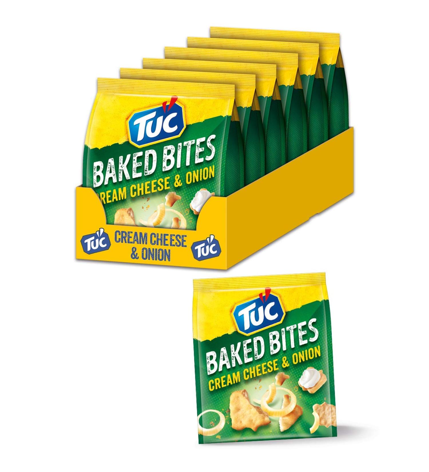 TUC Baked Bits Cream Cheese & Onion 6x110g | Salzb ck Mini-Cracker Large Pack | Sour Cream & Onion Flavor - Buy Online on GoSupps.com