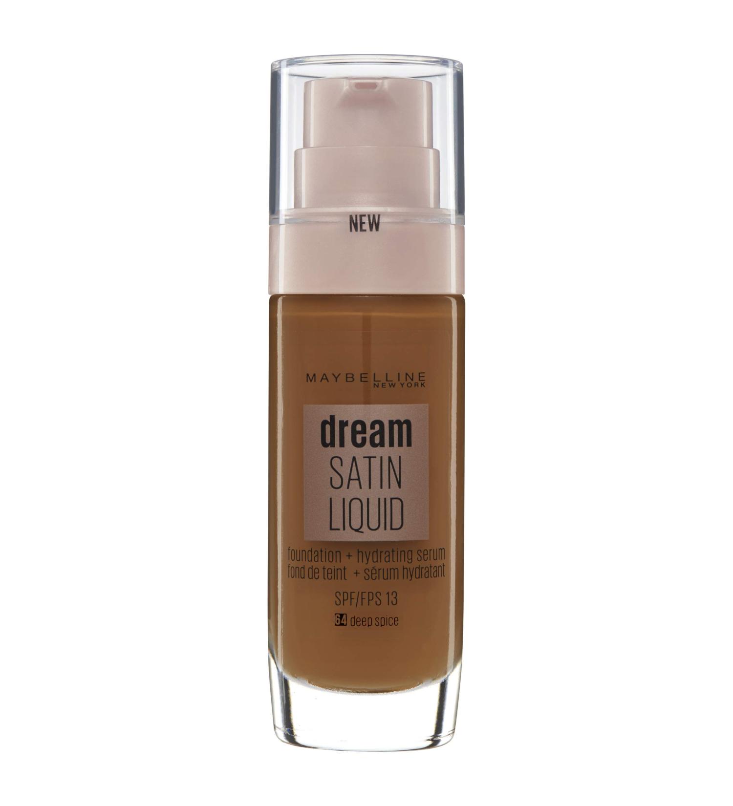 Maybelline Dream Satin Liquid Foundation 64 Deep Spice 30ml - Long-lasting Coverage for Deep Skin Tones - Buy Online on GoSupps.com