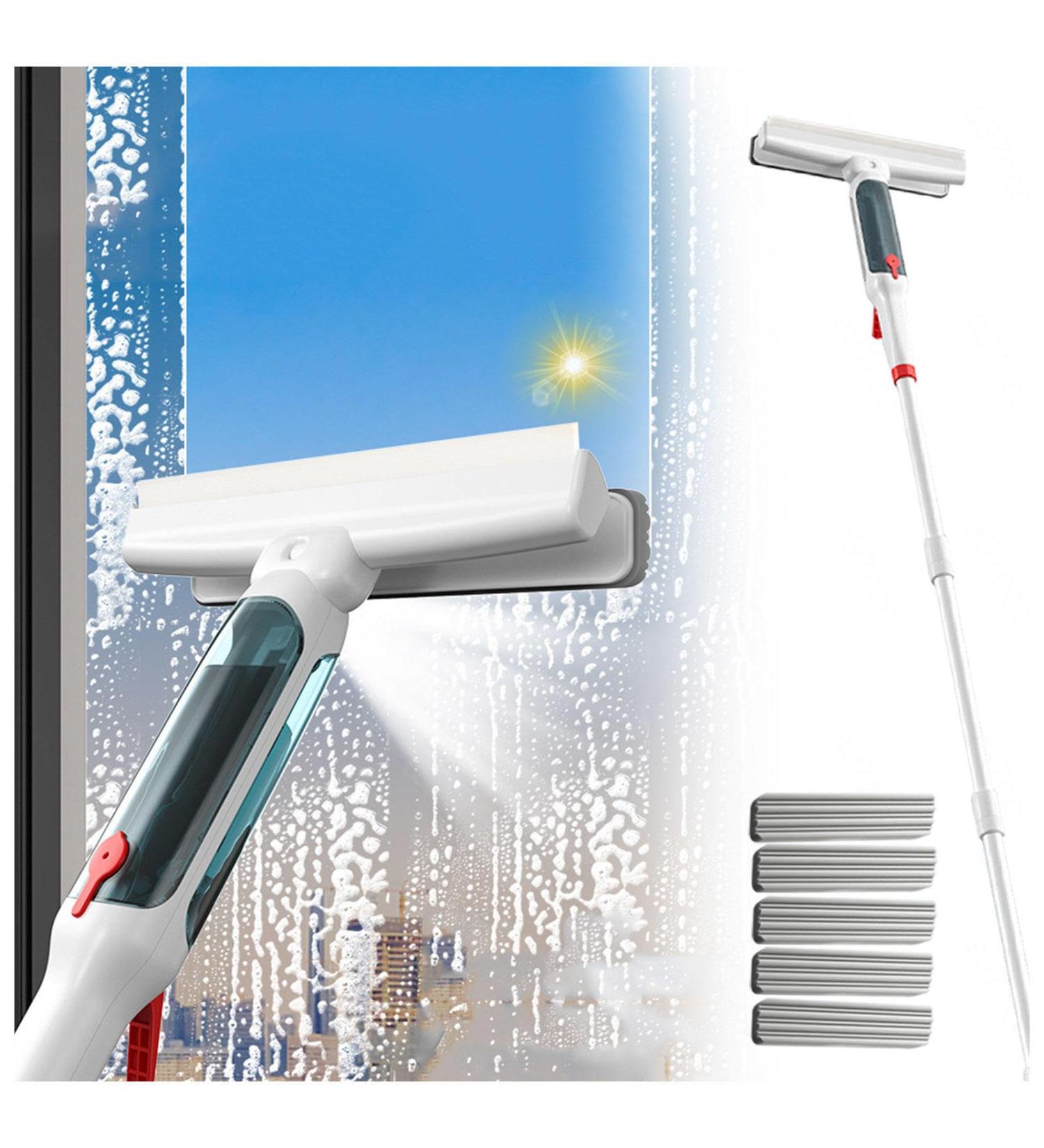 RRRYYYZZ 75'' Spray Window Cleaning Squeegee Kit with 4-Section Extension Pole 4 in 1 Glass Squeegee Window Squeegee with Sewage Collector and 5 Pads - Buy Online on GoSupps.com
