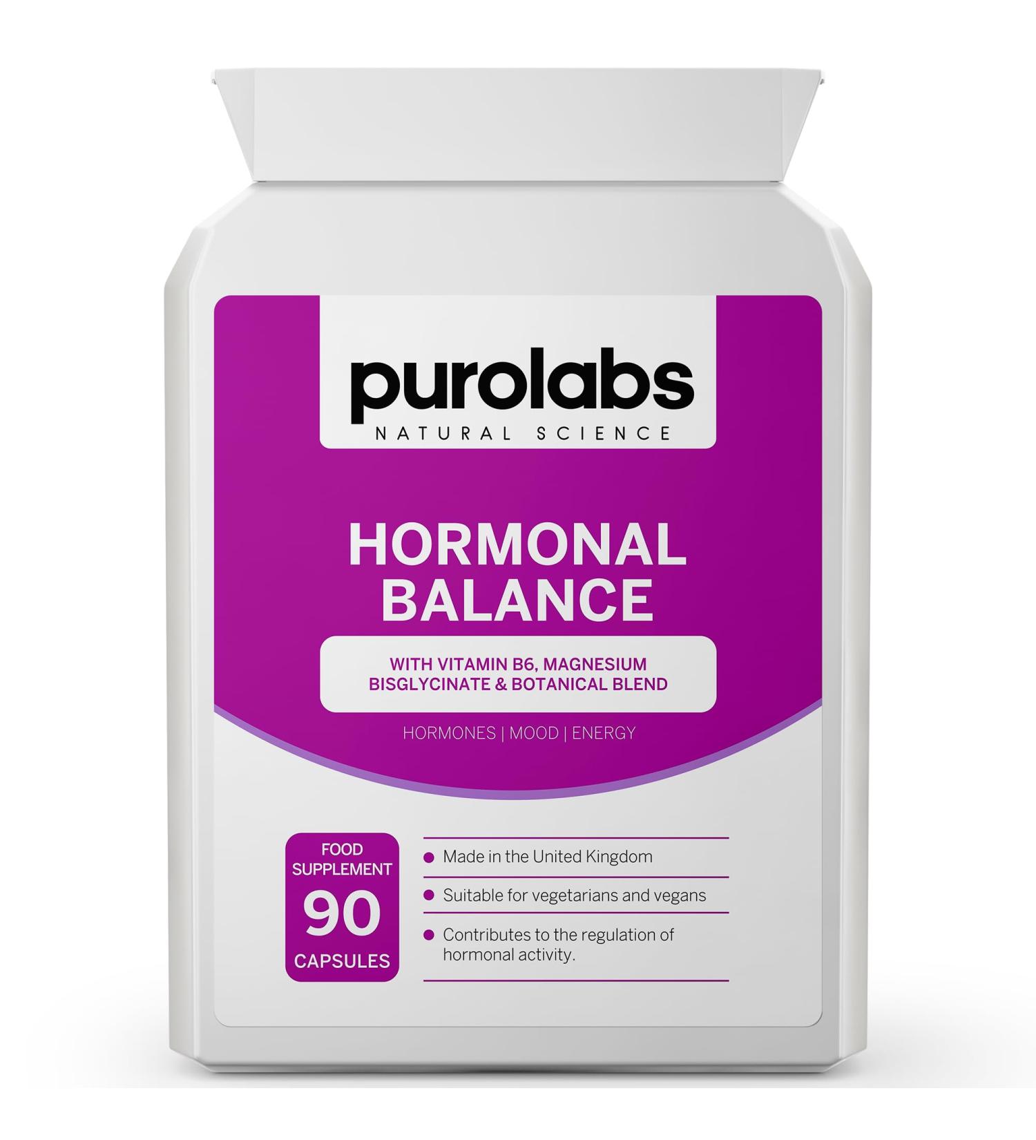 Purolabs PMS Support Supplement for Women - Hormone Balance with Magnesium & Vitamin B6 - Vegan - 90 Capsules - Buy Online on GoSupps.com
