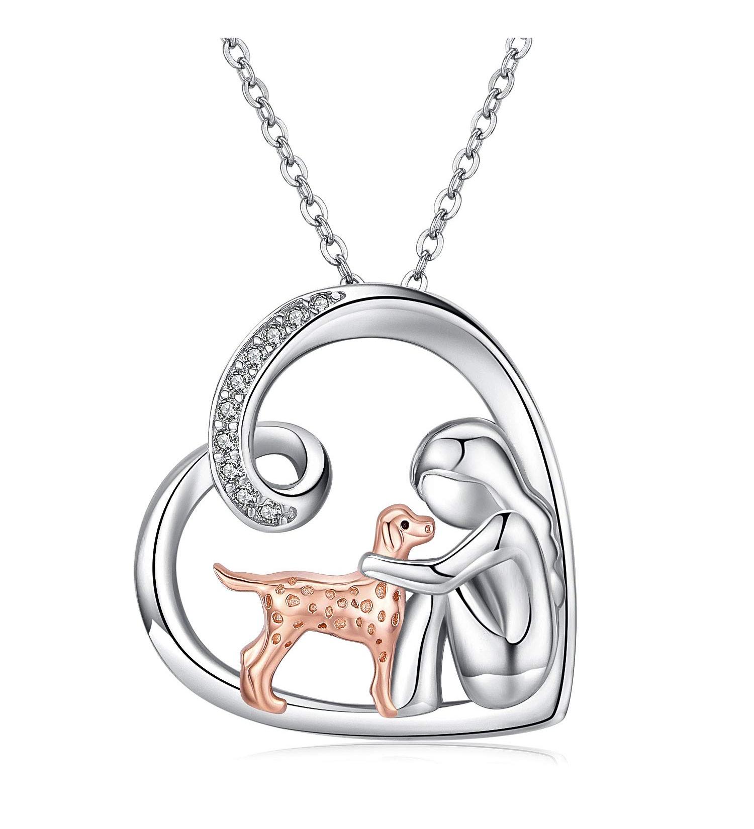Chenghong 925 Sterling Silver Dog Pendant Necklace with Crystals - Perfect Gift for Dog Lovers | Rose Gold Dog Jewelry for Women - Buy Online on GoSupps.com
