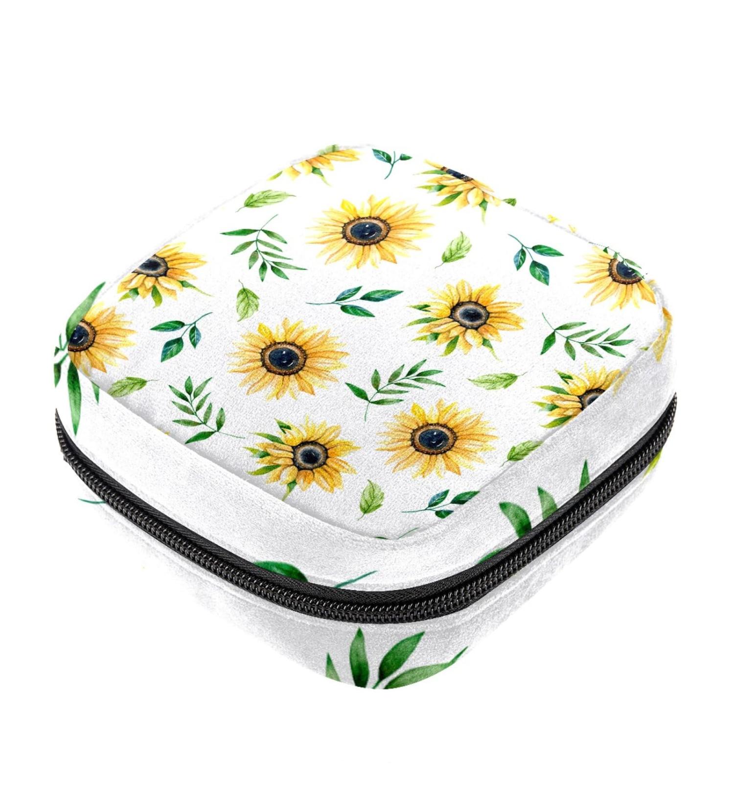 Sunflower Print Sanitary Napkin Storage Bag - Menstrual Pad Pouch for Women - Color 11 - Buy Online on GoSupps.com