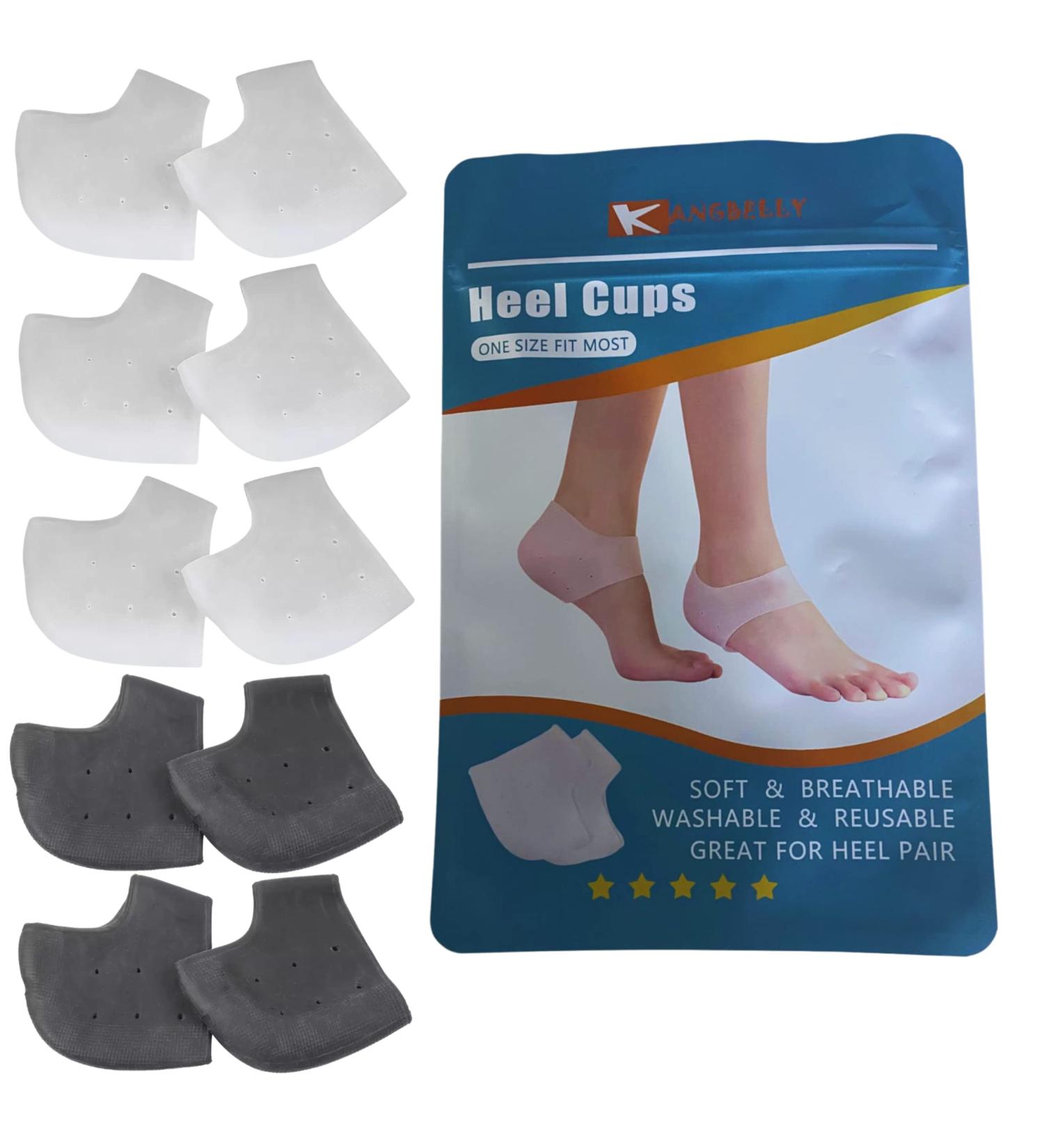 KANGBELLY Heel Protectors - 5 Pairs Gel Cups for Heel Pain Relief, Plantar Fasciitis, Cracked Heel Repair - Silicone Pads for Blister Prevention, Spur Cushion Inserts - Women and Men (White) - Buy Online on GoSupps.com