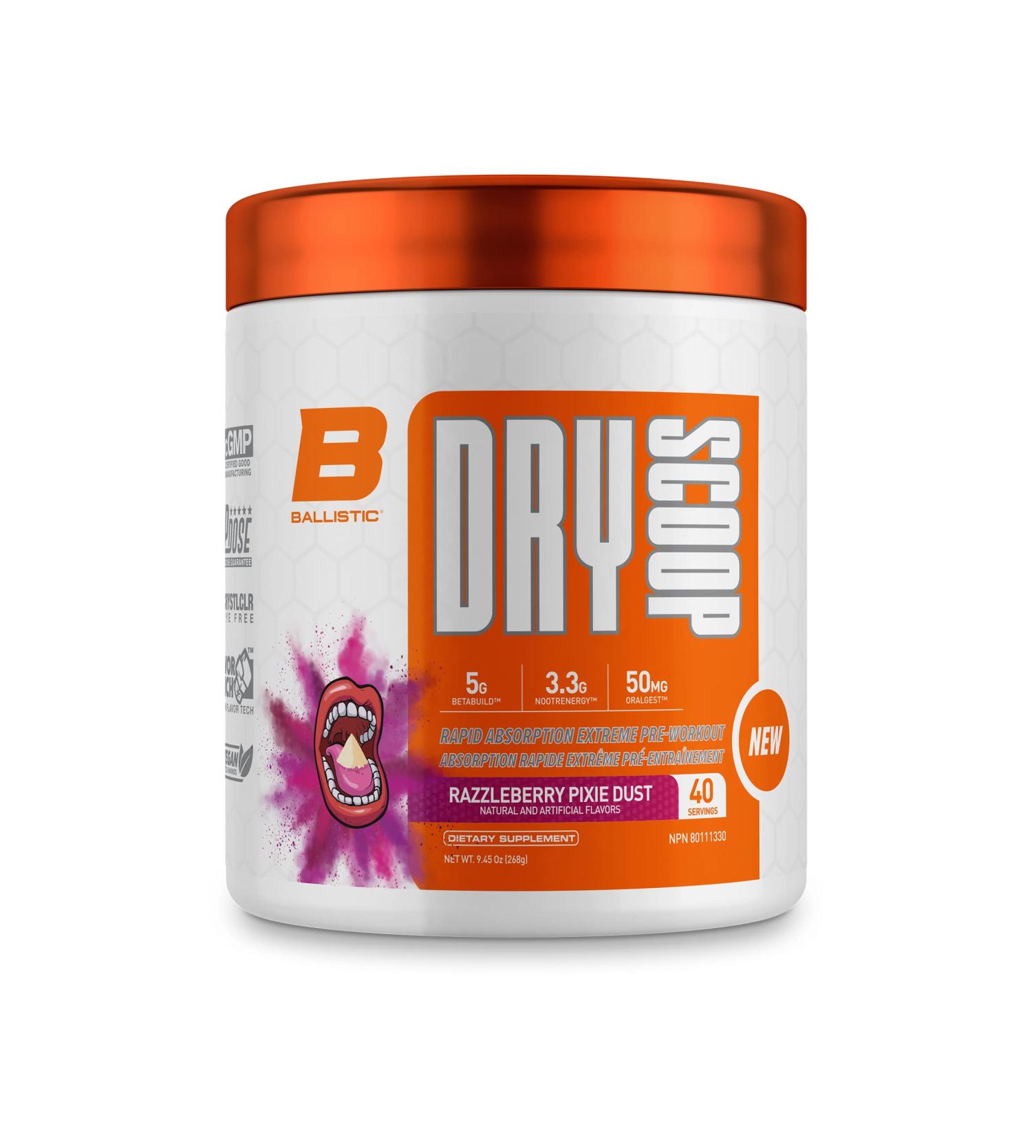 Ballistic Dry Scoop Pre Workout Powder | Extreme Pre-Workout for Men & Women Fast Acting Absorption Complex | Increases Focus Strength Energy | 40 Servings (Razzleberry Pixie Dust) Razzleberry Pixie Dust 268 g (Pack of 1) - Buy Online on GoSupps.com